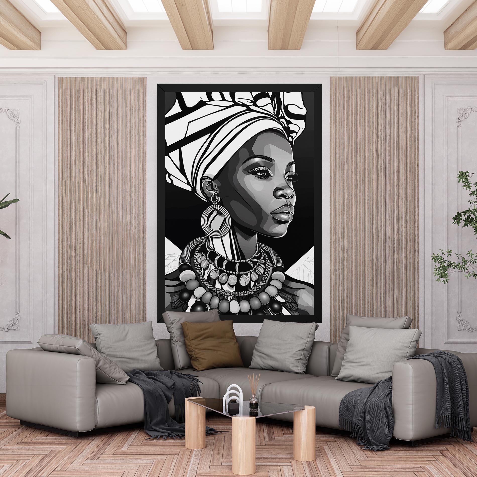 Tablou Canvas Black White African mockup 6