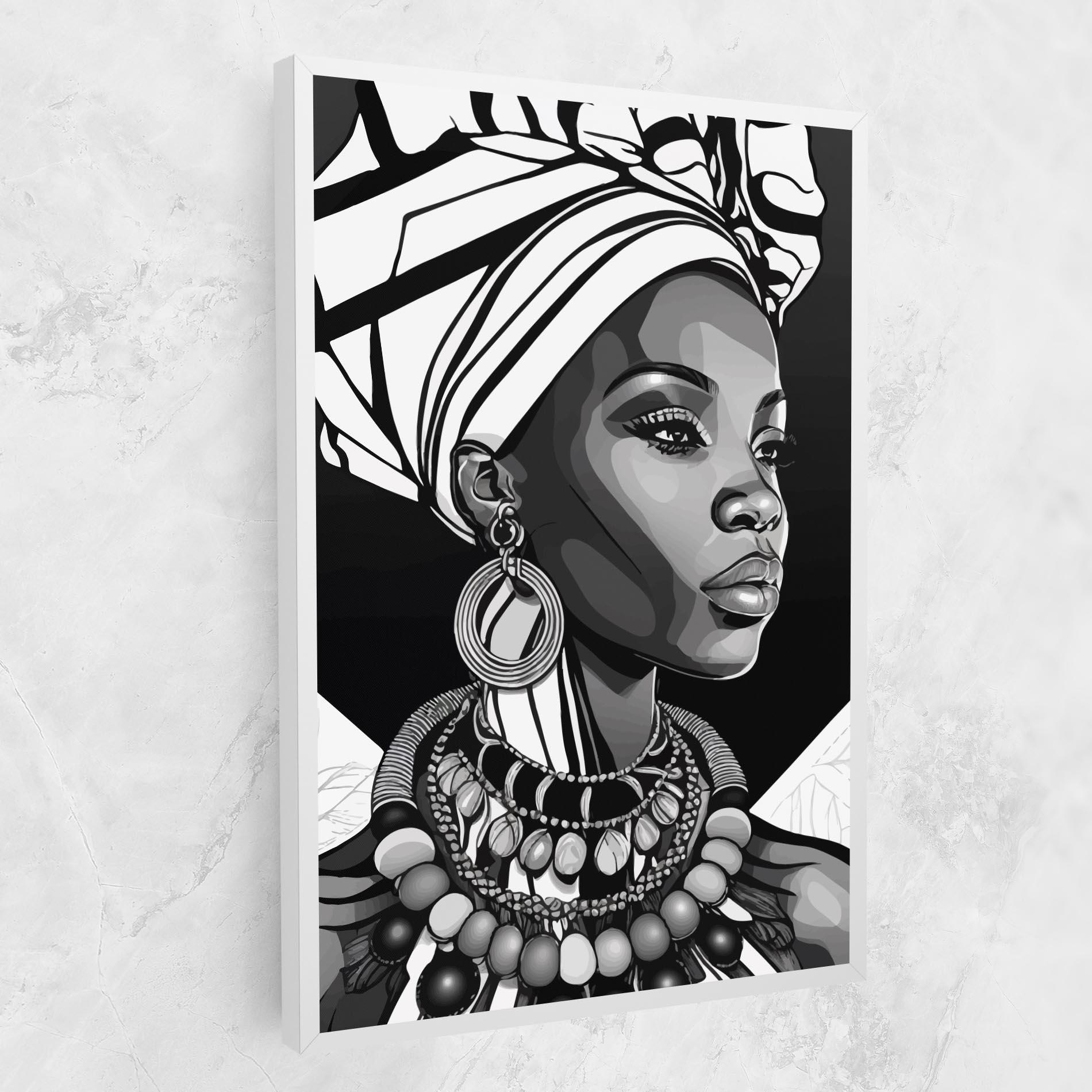 Tablou Canvas Black White African mockup 1