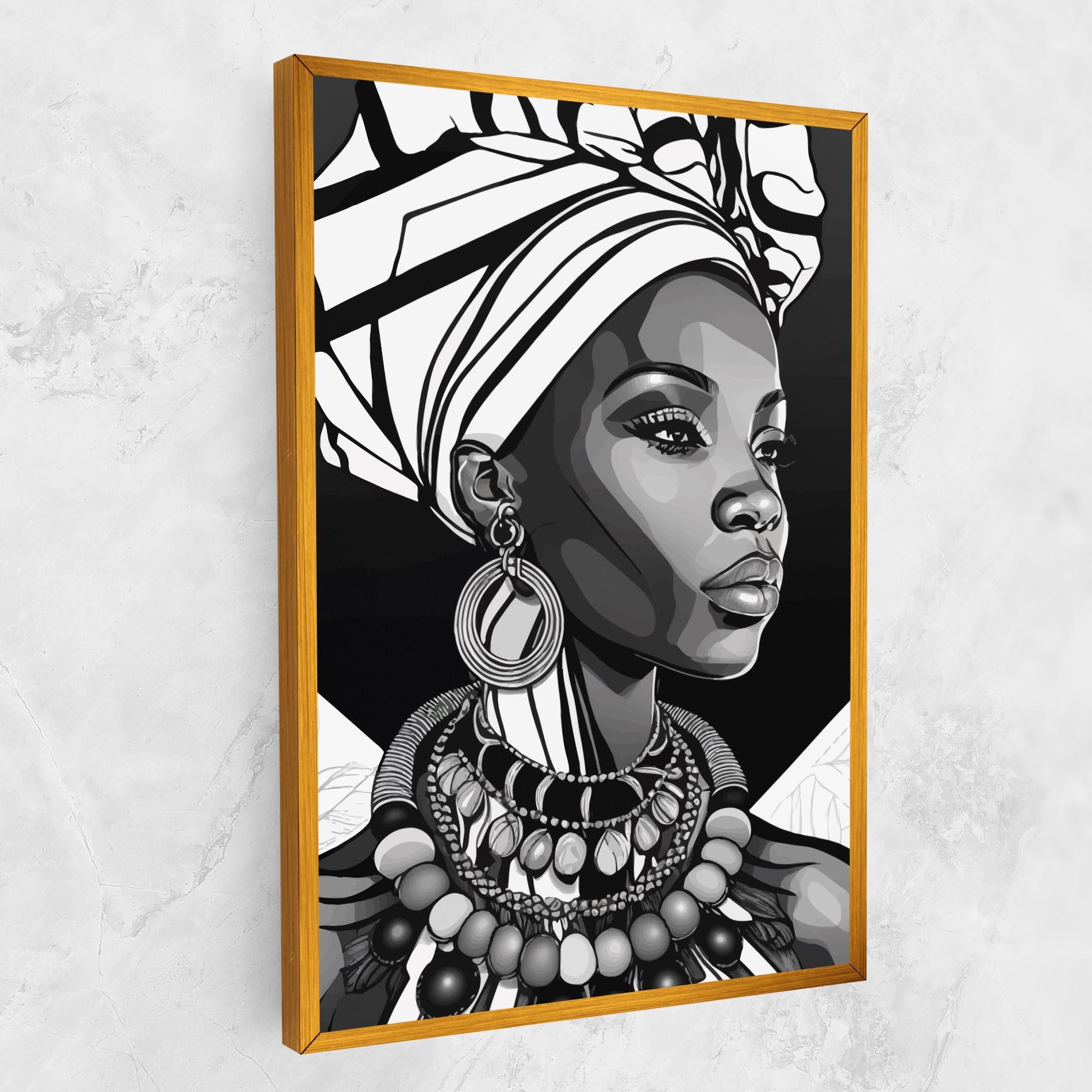 Tablou Canvas Black White African mockup 1