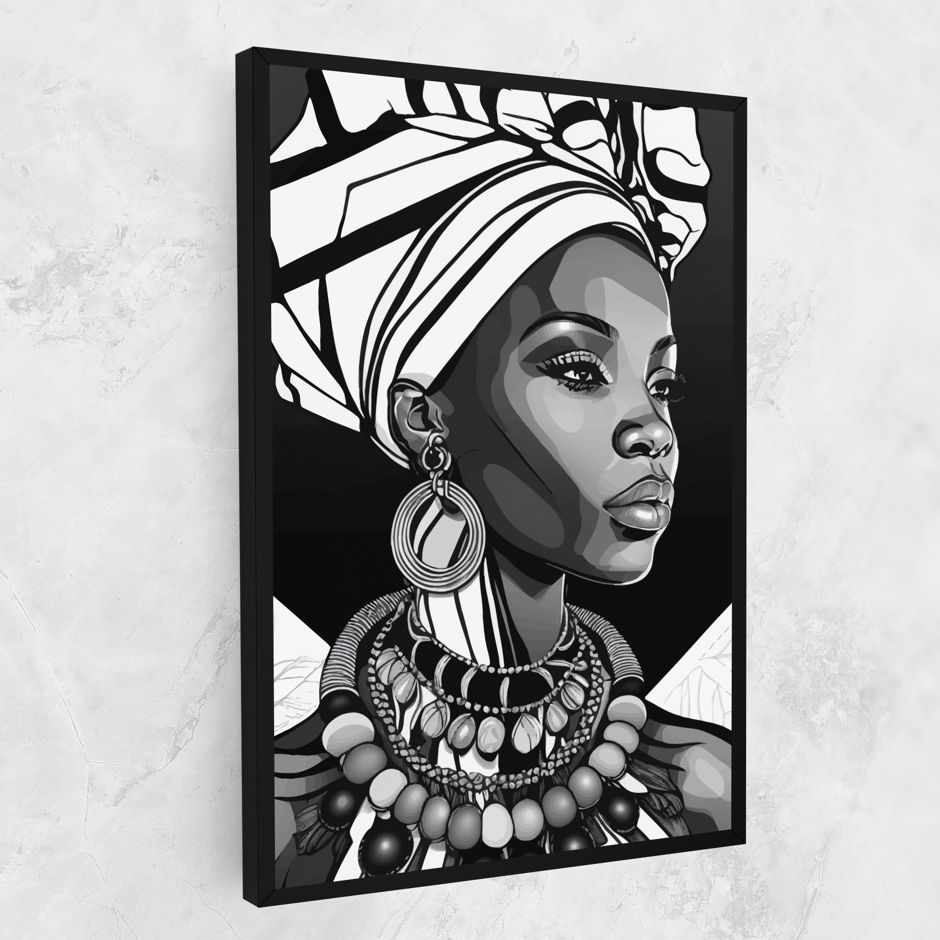 Tablou Canvas Black White African mockup 1