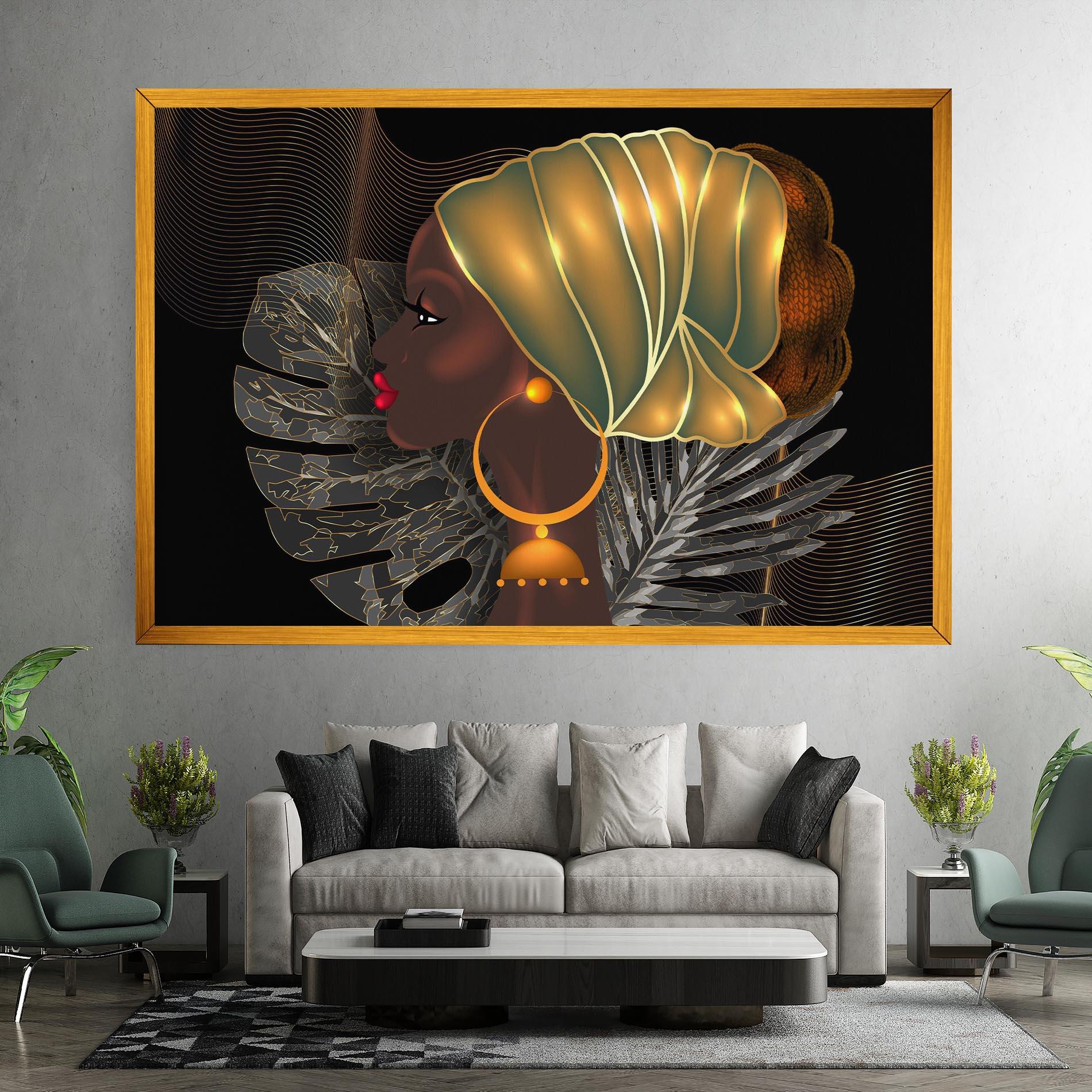Tablou Canvas African Gold Leaf mockup 7