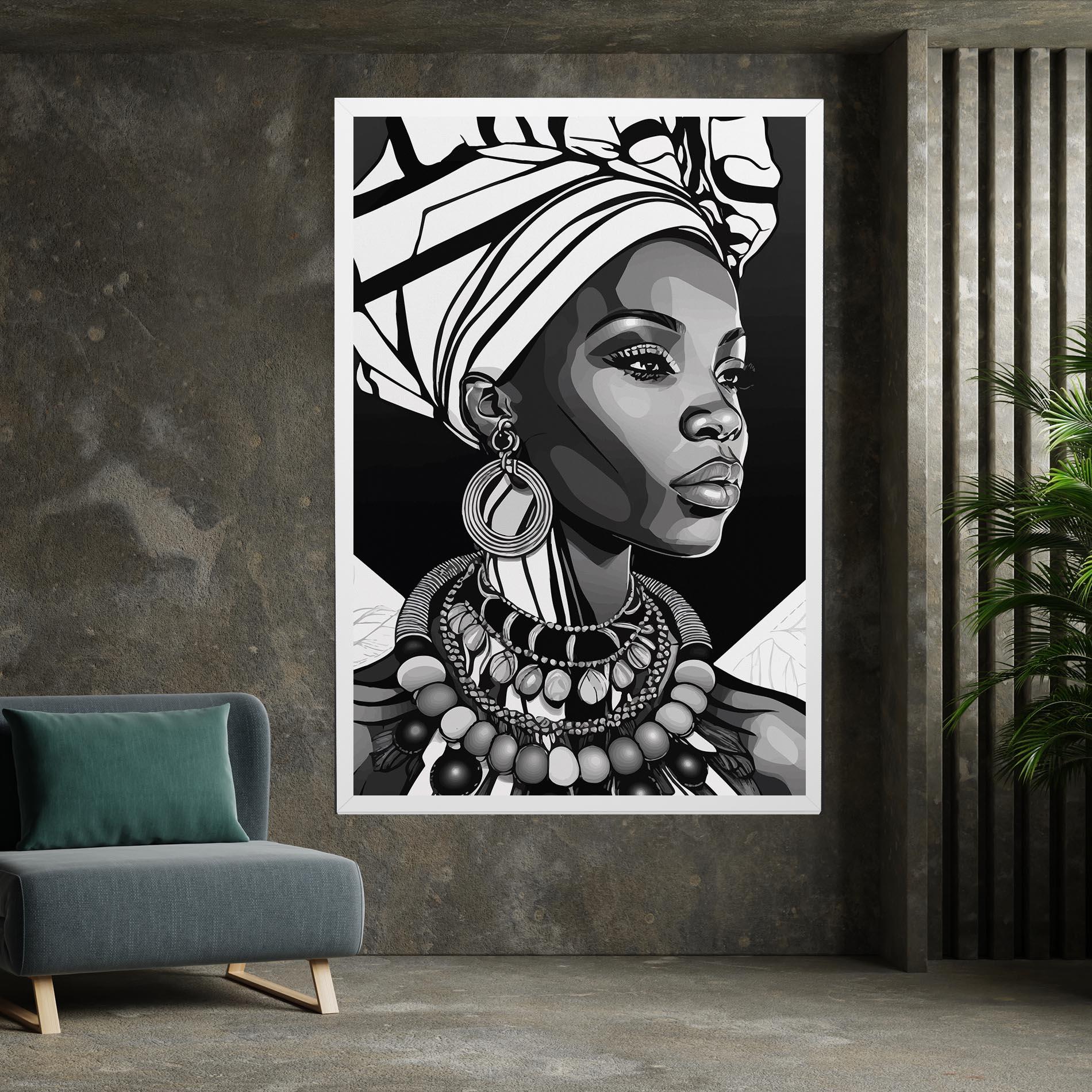 Tablou Canvas Black White African mockup 7