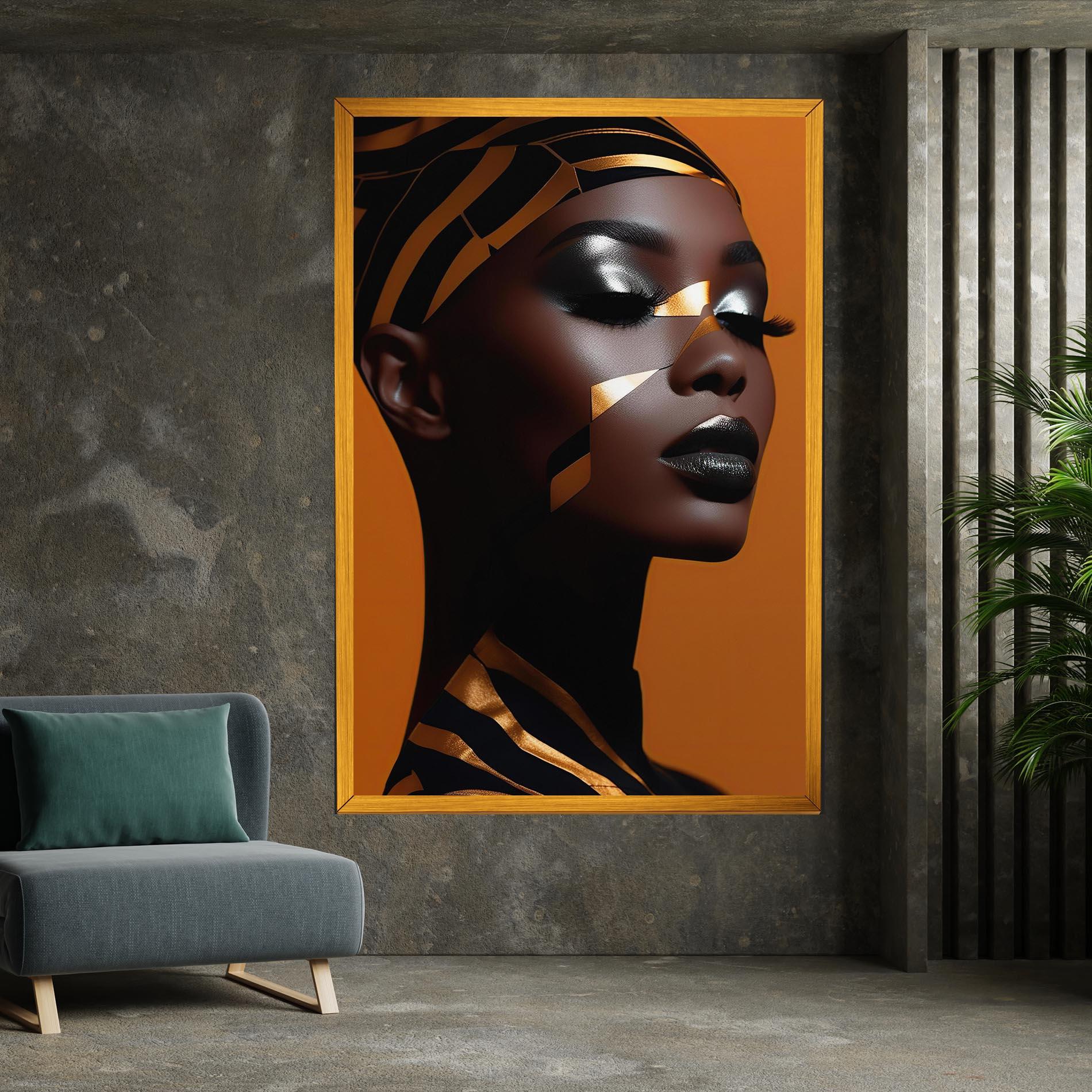 Tablou Canvas African Woman On Orange mockup 7