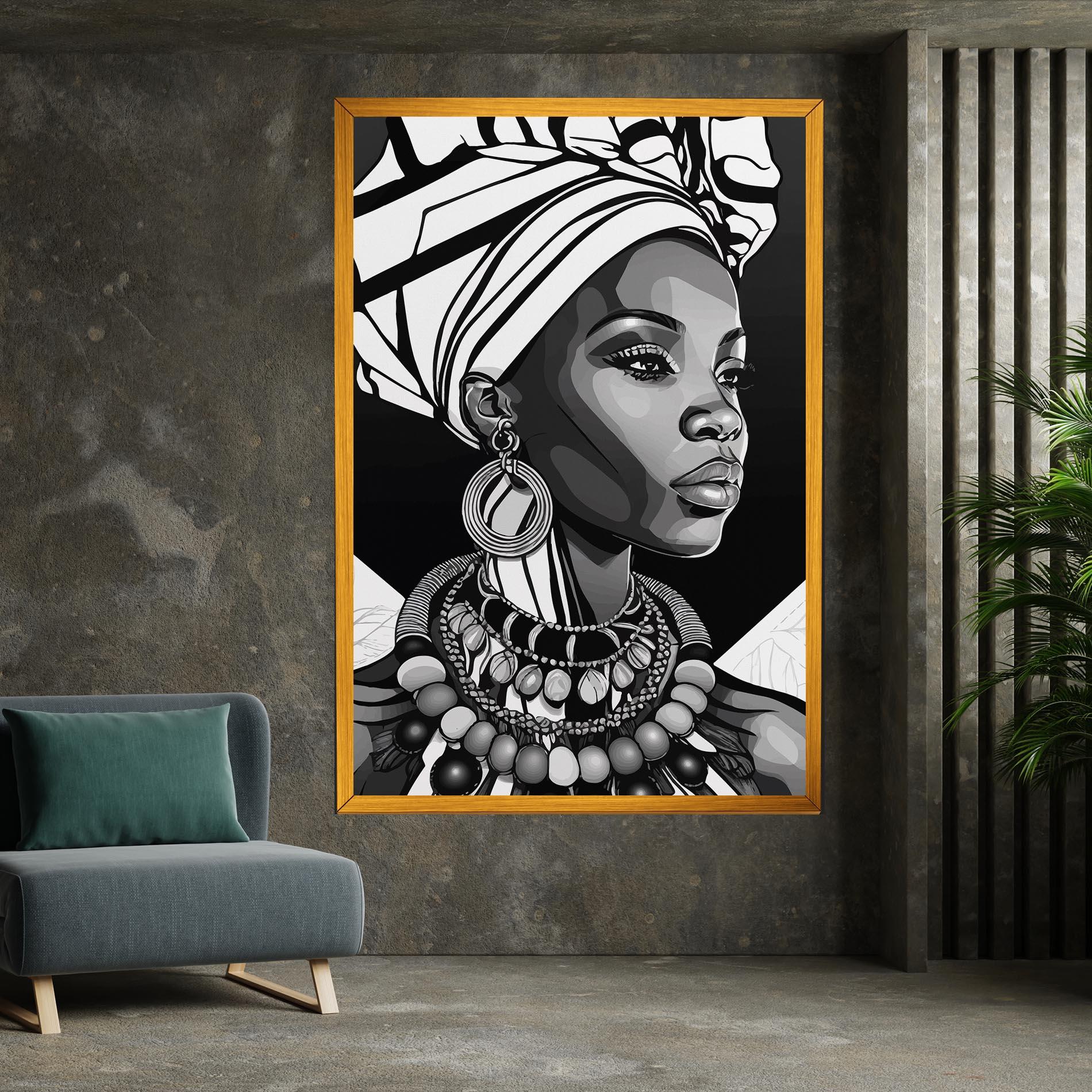 Tablou Canvas Black White African mockup 7