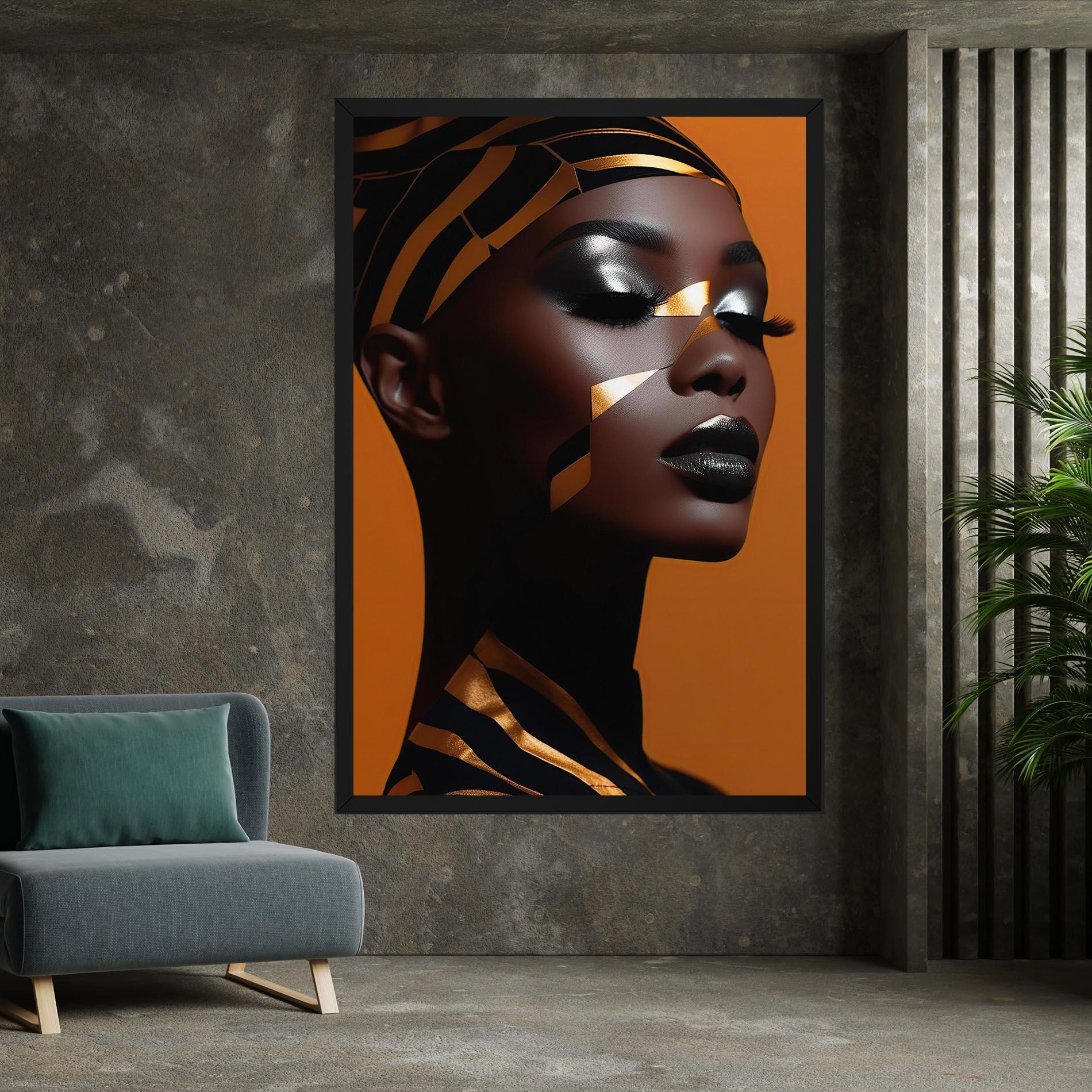 Tablou Canvas African Woman On Orange mockup 7