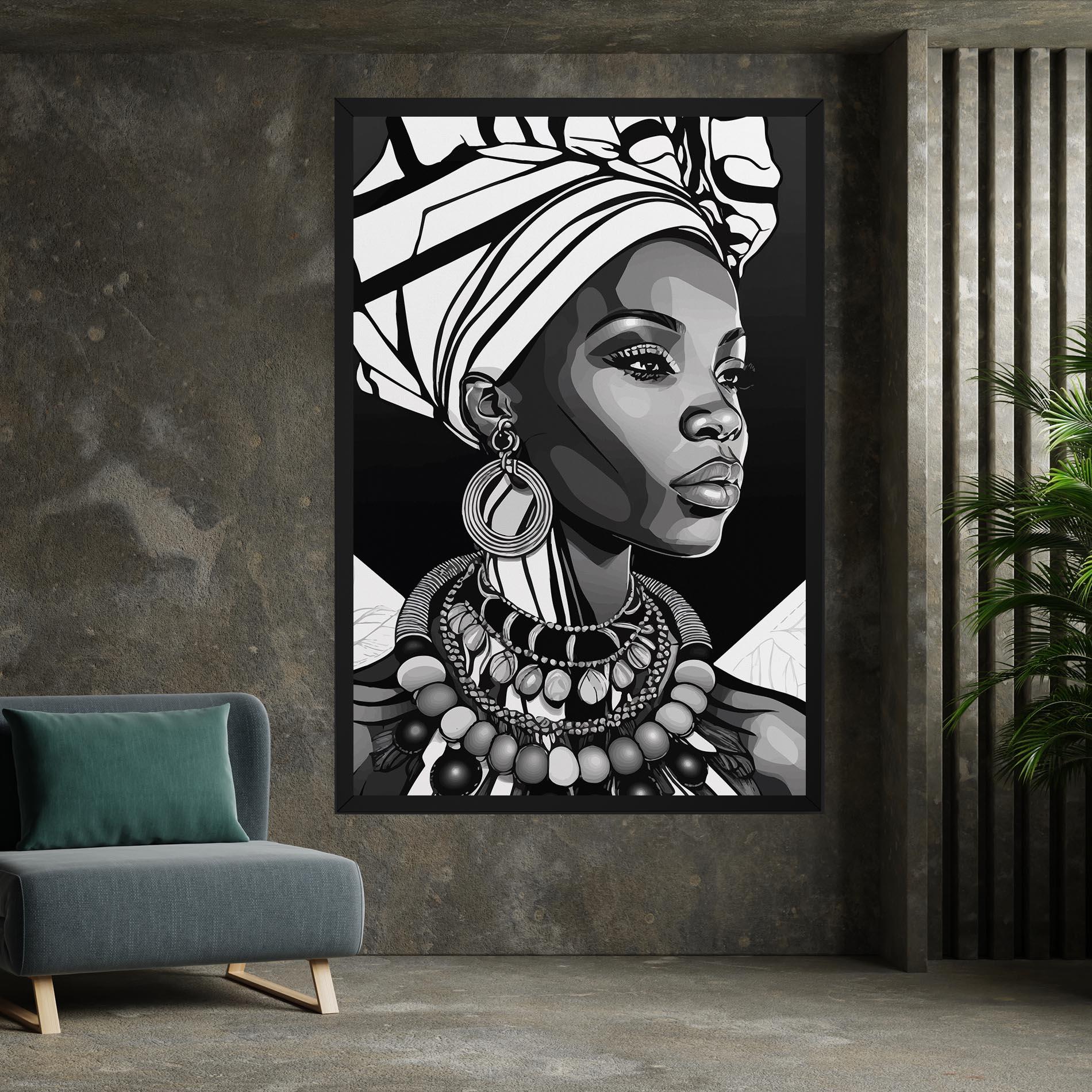 Tablou Canvas Black White African mockup 7