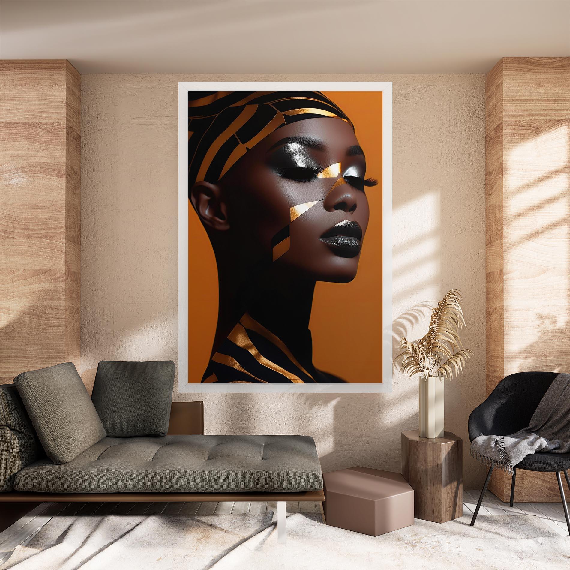 Tablou Canvas African Woman On Orange mockup 8