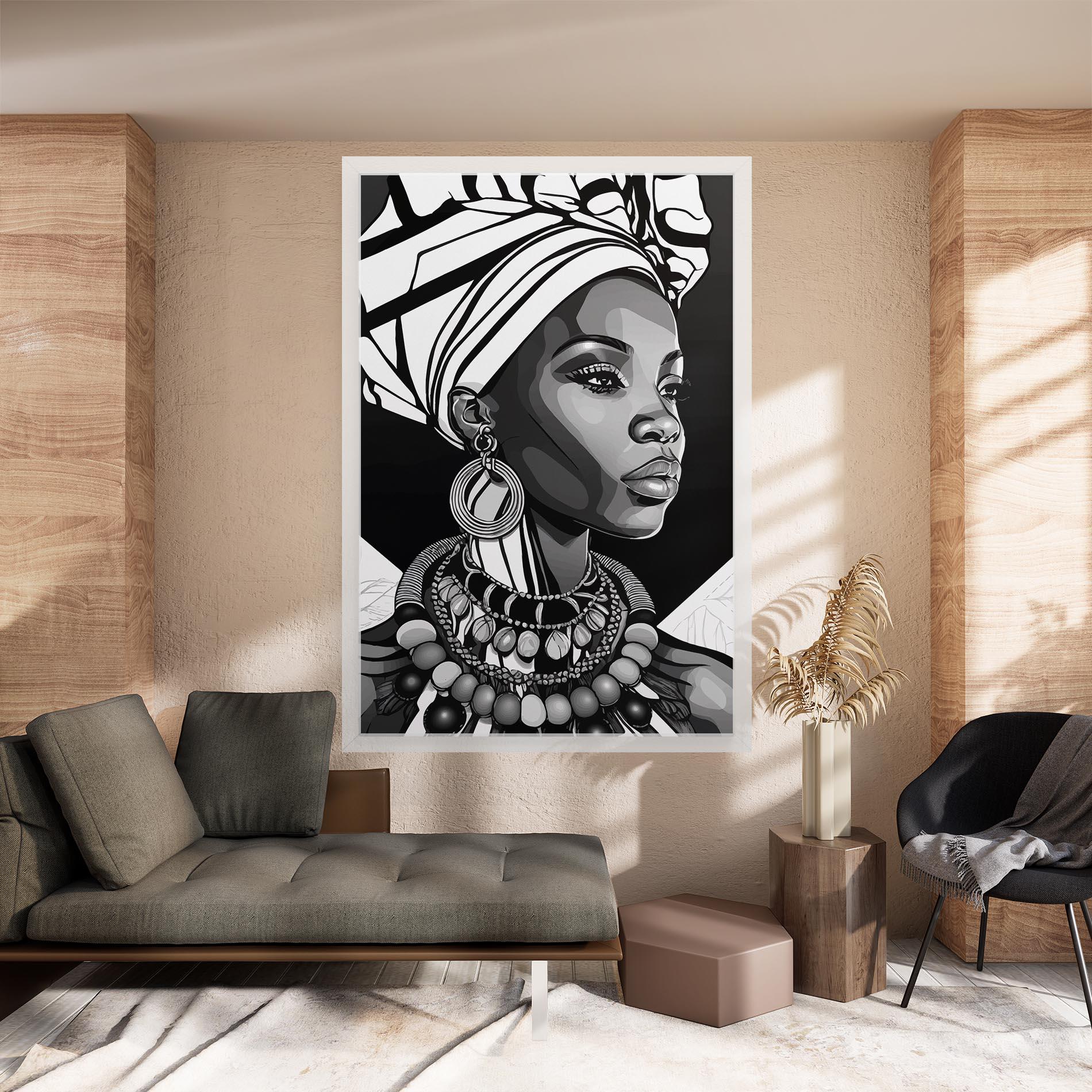 Tablou Canvas Black White African mockup 8