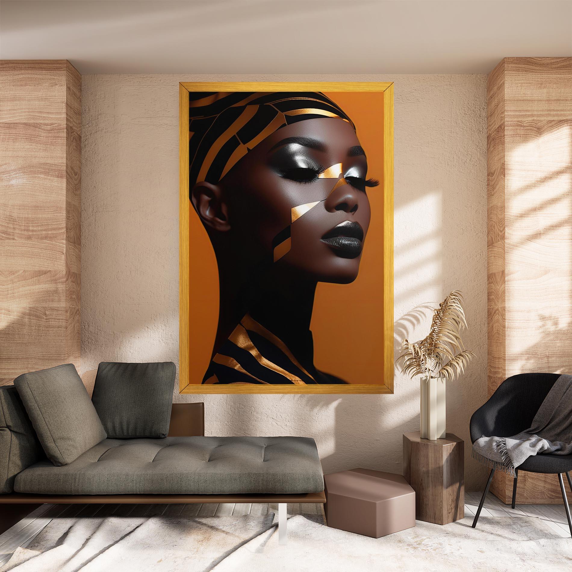 Tablou Canvas African Woman On Orange mockup 8