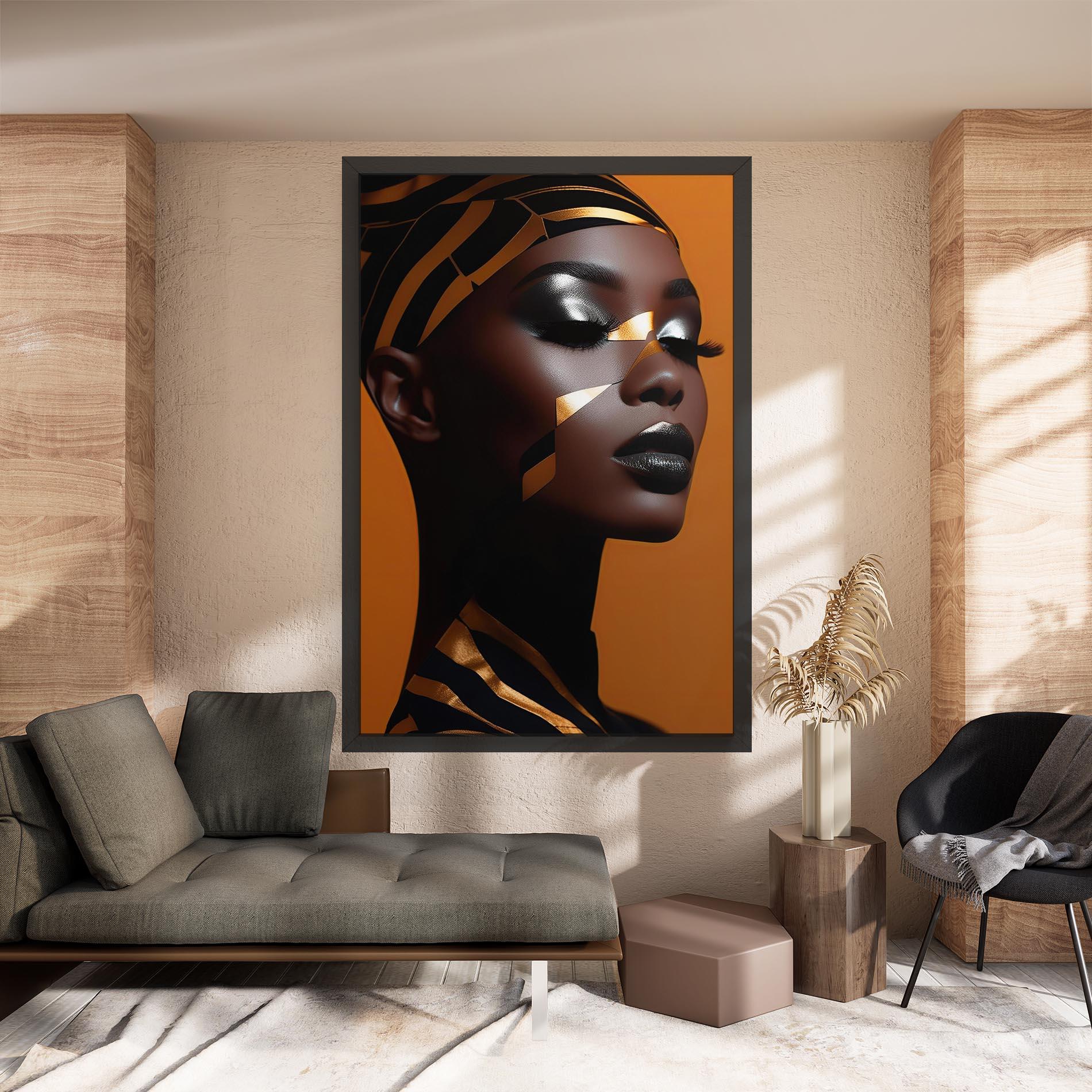 Tablou Canvas African Woman On Orange mockup 8