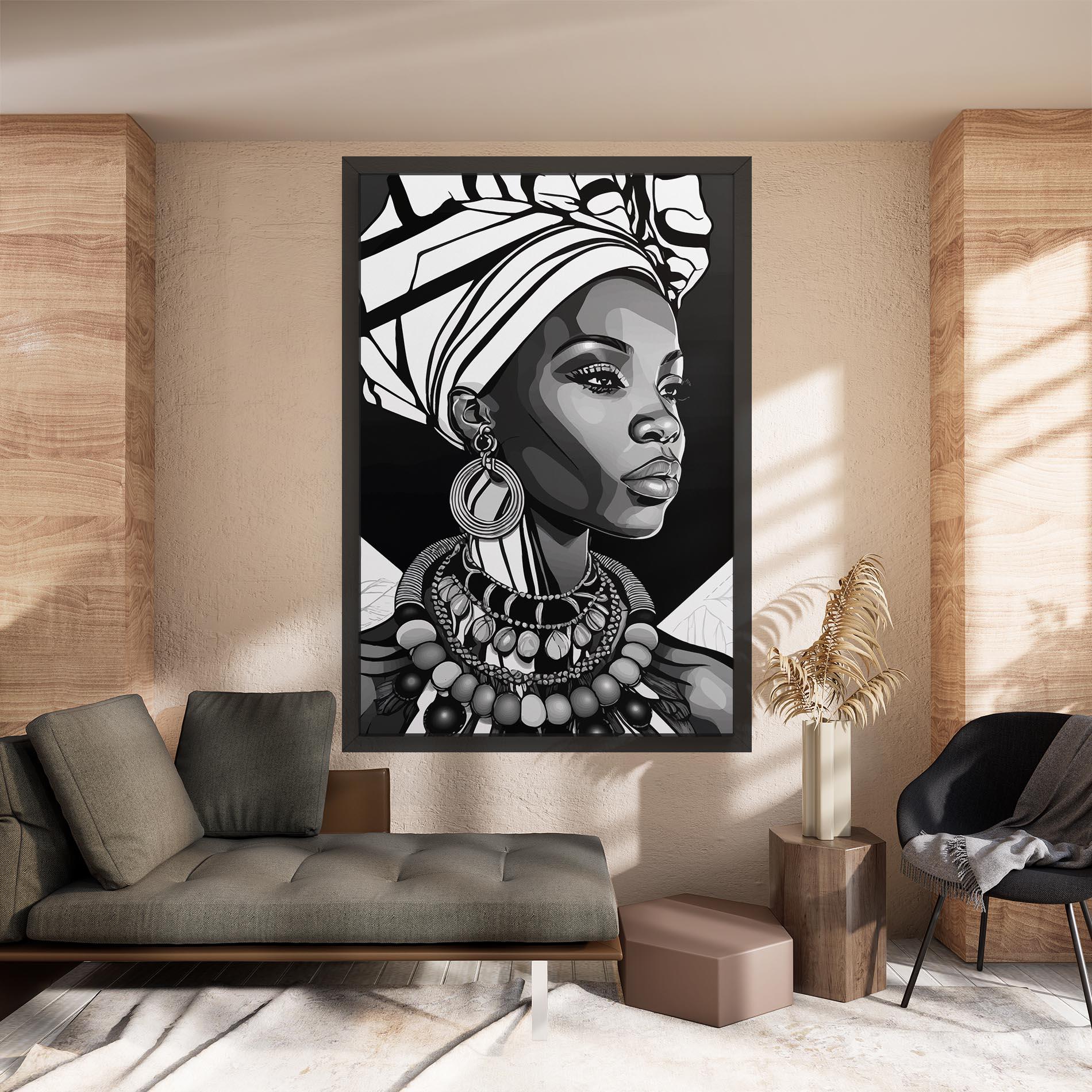 Tablou Canvas Black White African mockup 8