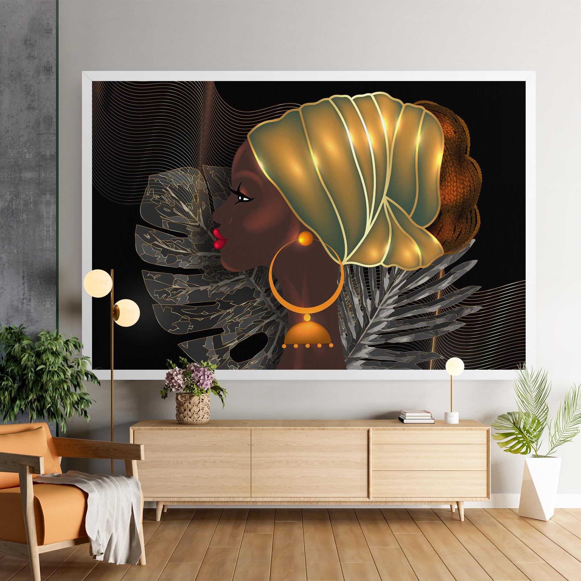 Tablou Canvas African Gold Leaf mockup 9