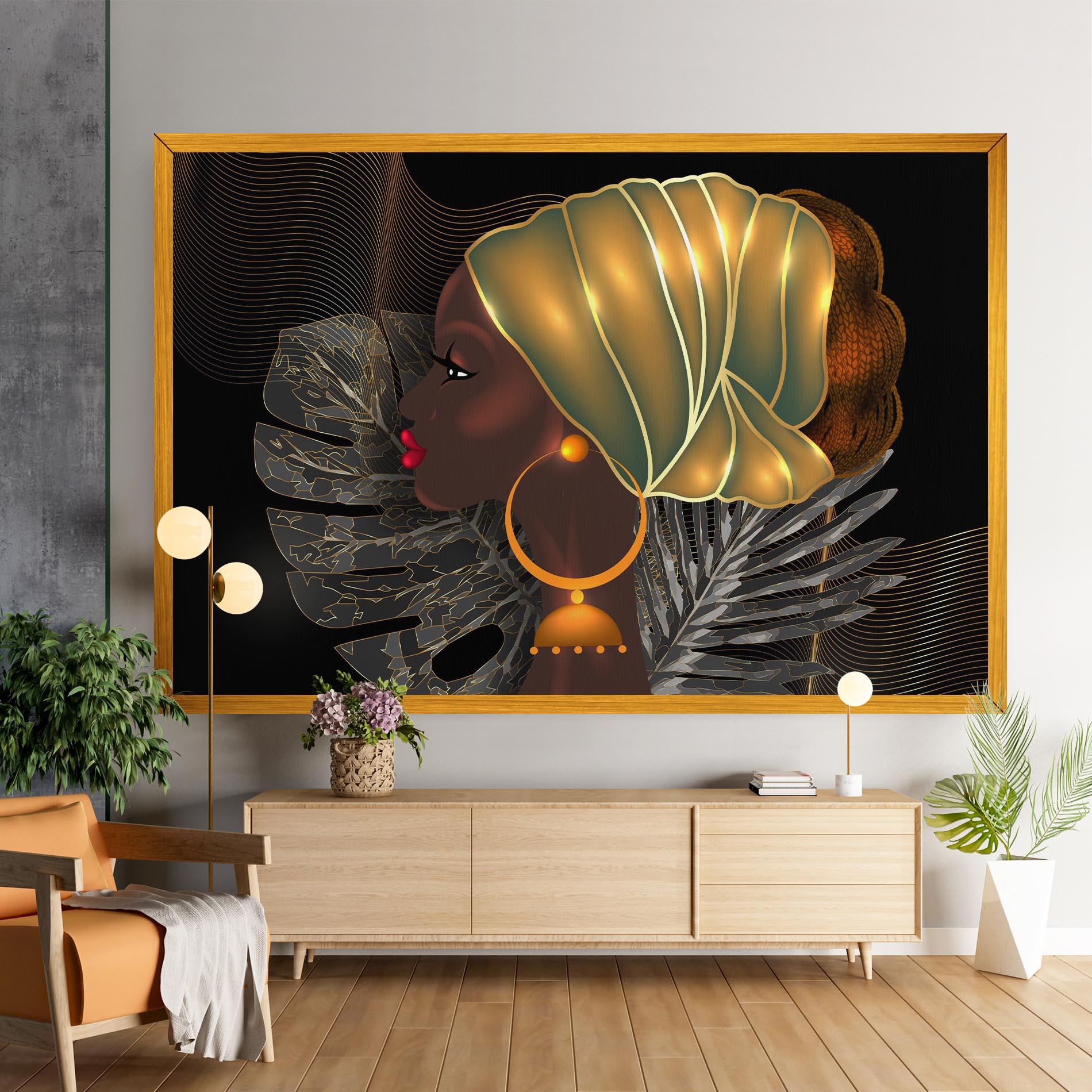 Tablou Canvas African Gold Leaf mockup 9