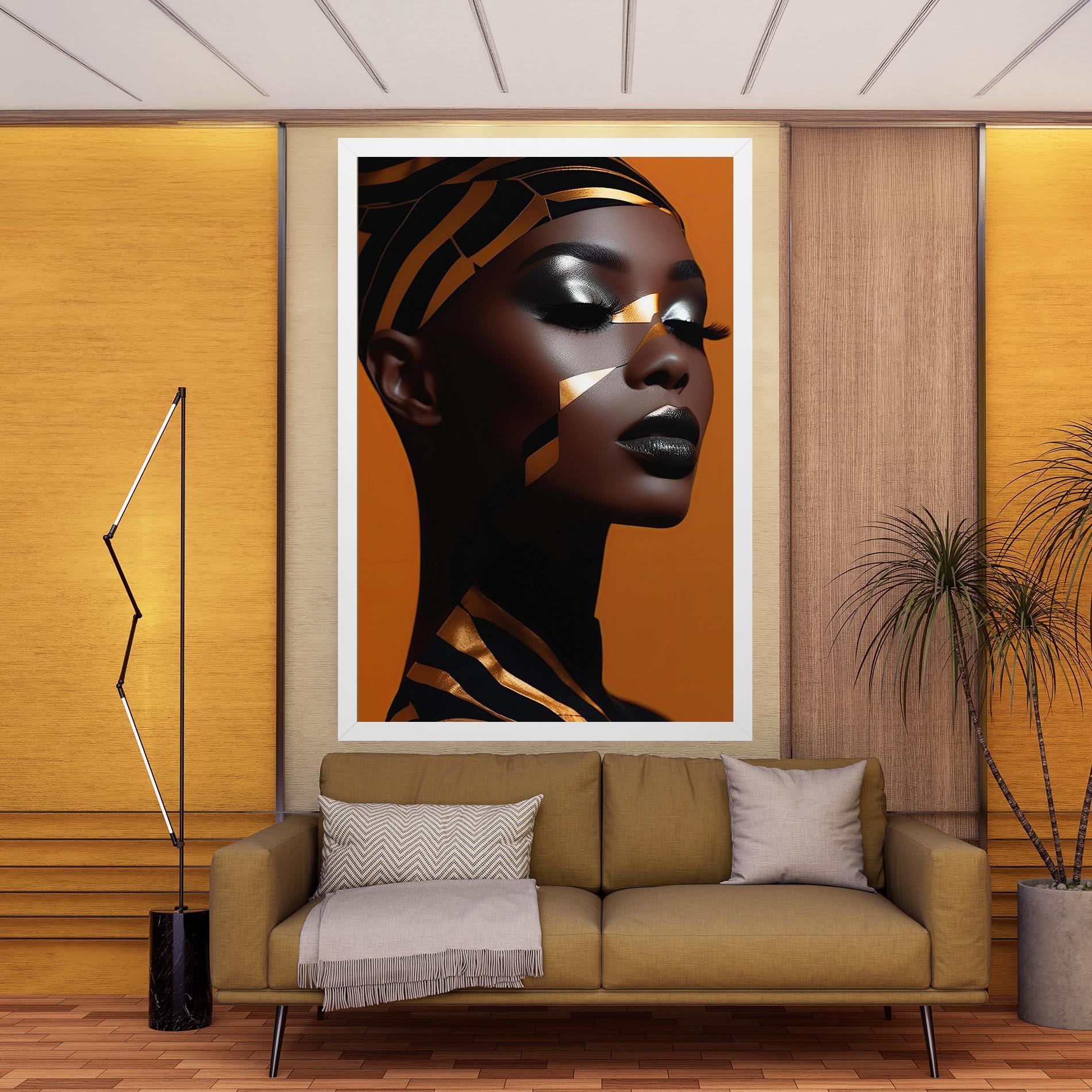 Tablou Canvas African Woman On Orange mockup 9