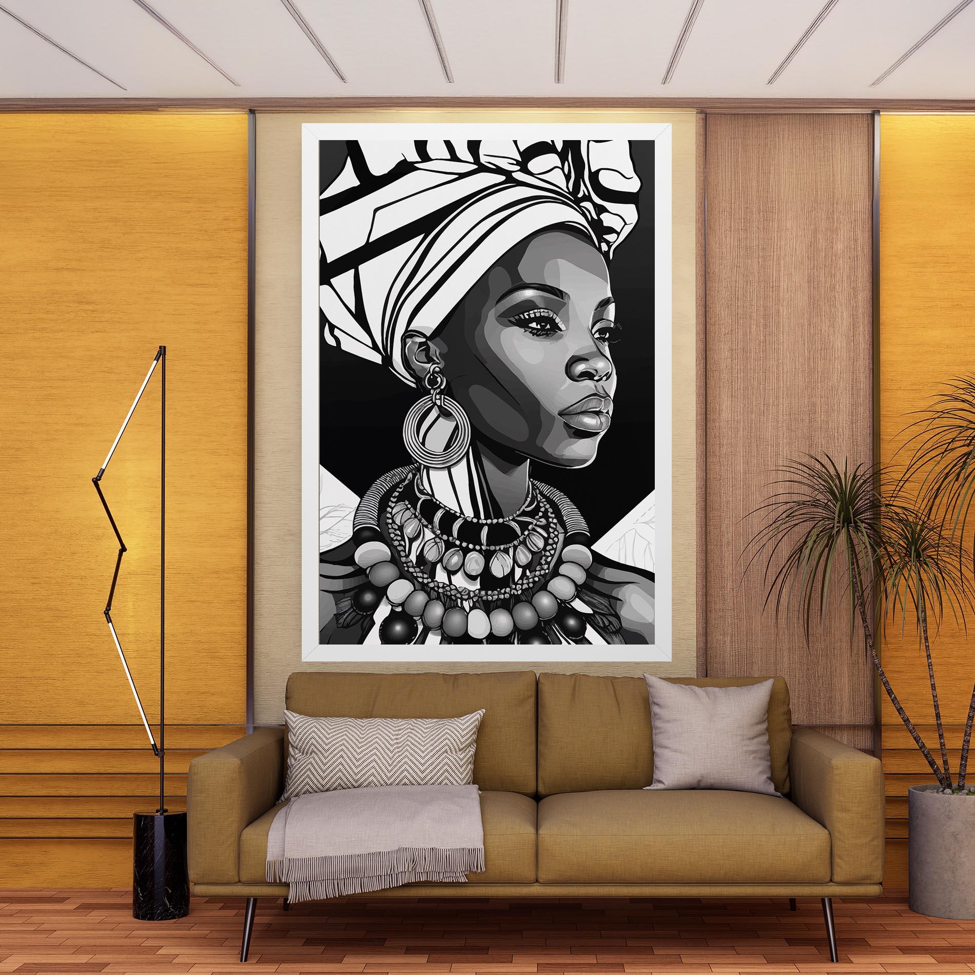 Tablou Canvas Black White African mockup 9