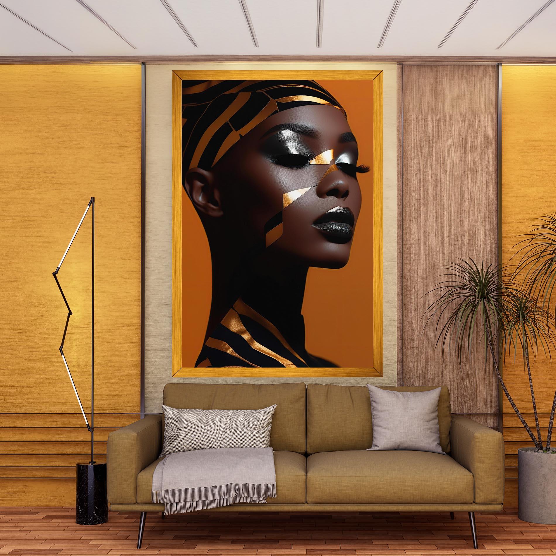 Tablou Canvas African Woman On Orange mockup 9