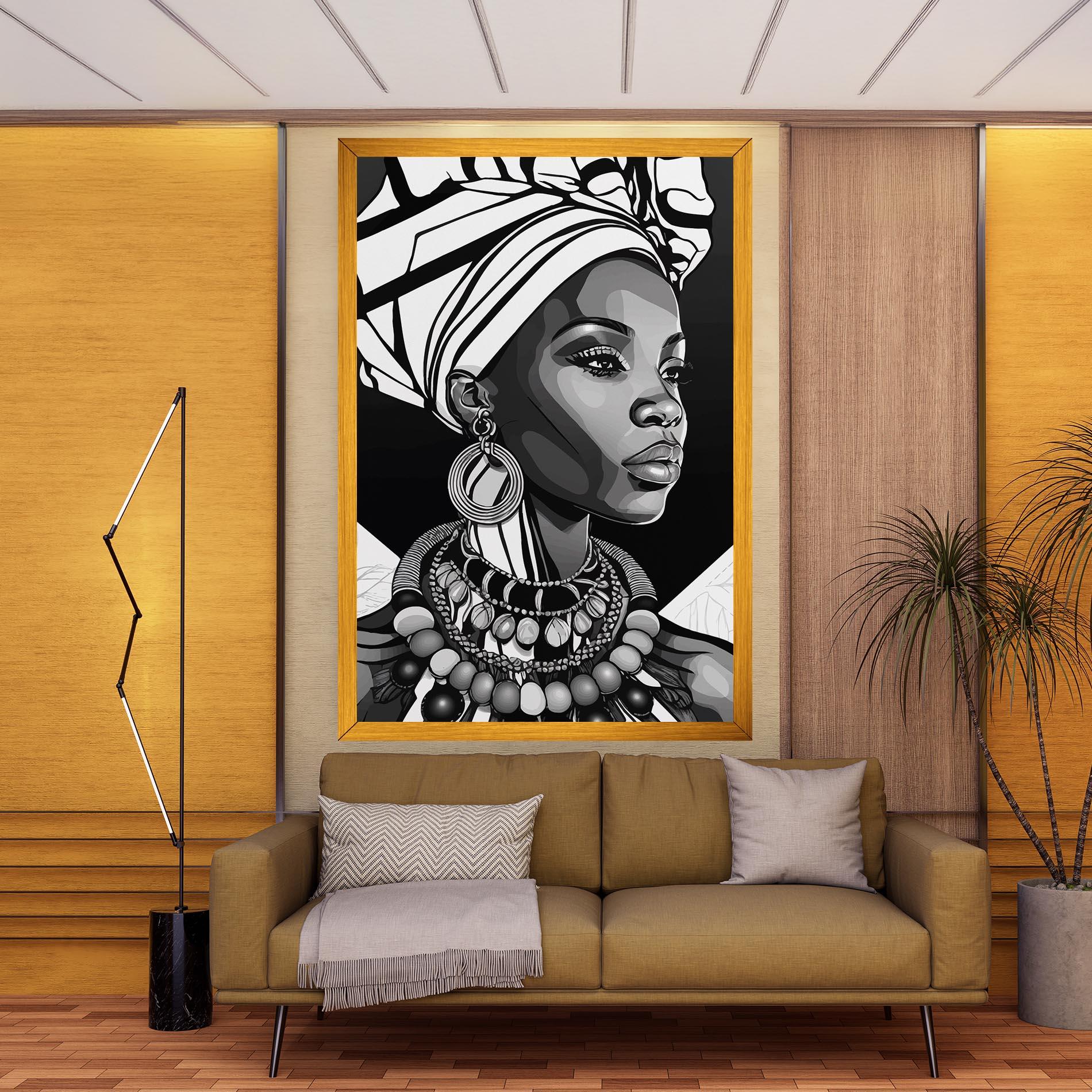 Tablou Canvas Black White African mockup 9