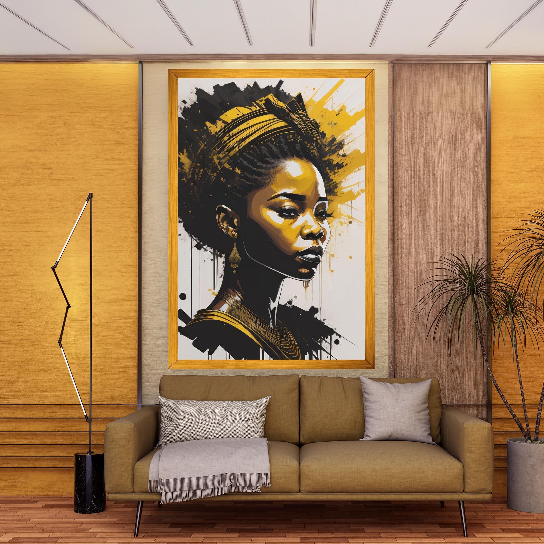 Tablou Canvas Gold African Woman mockup 9