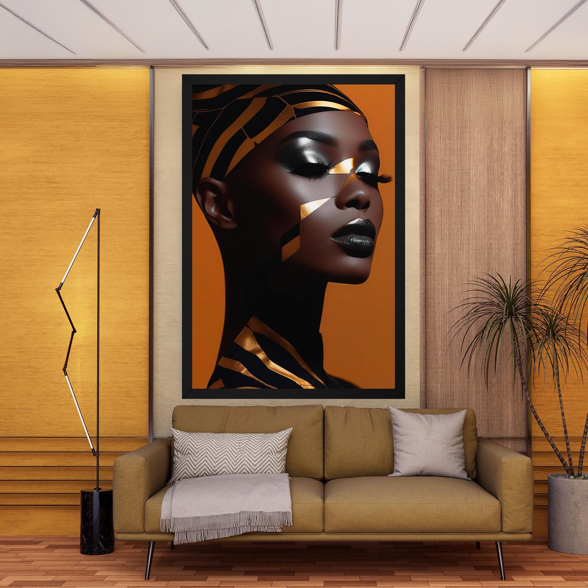 Tablou Canvas African Woman On Orange mockup 9