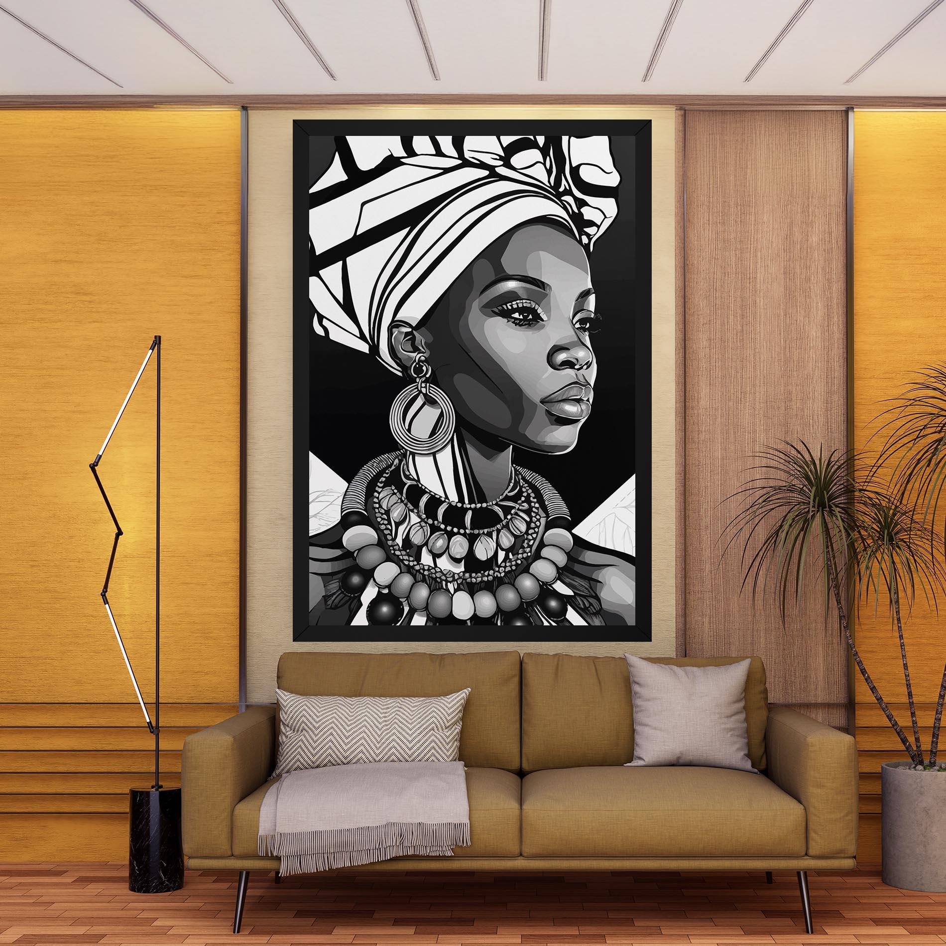 Tablou Canvas Black White African mockup 9