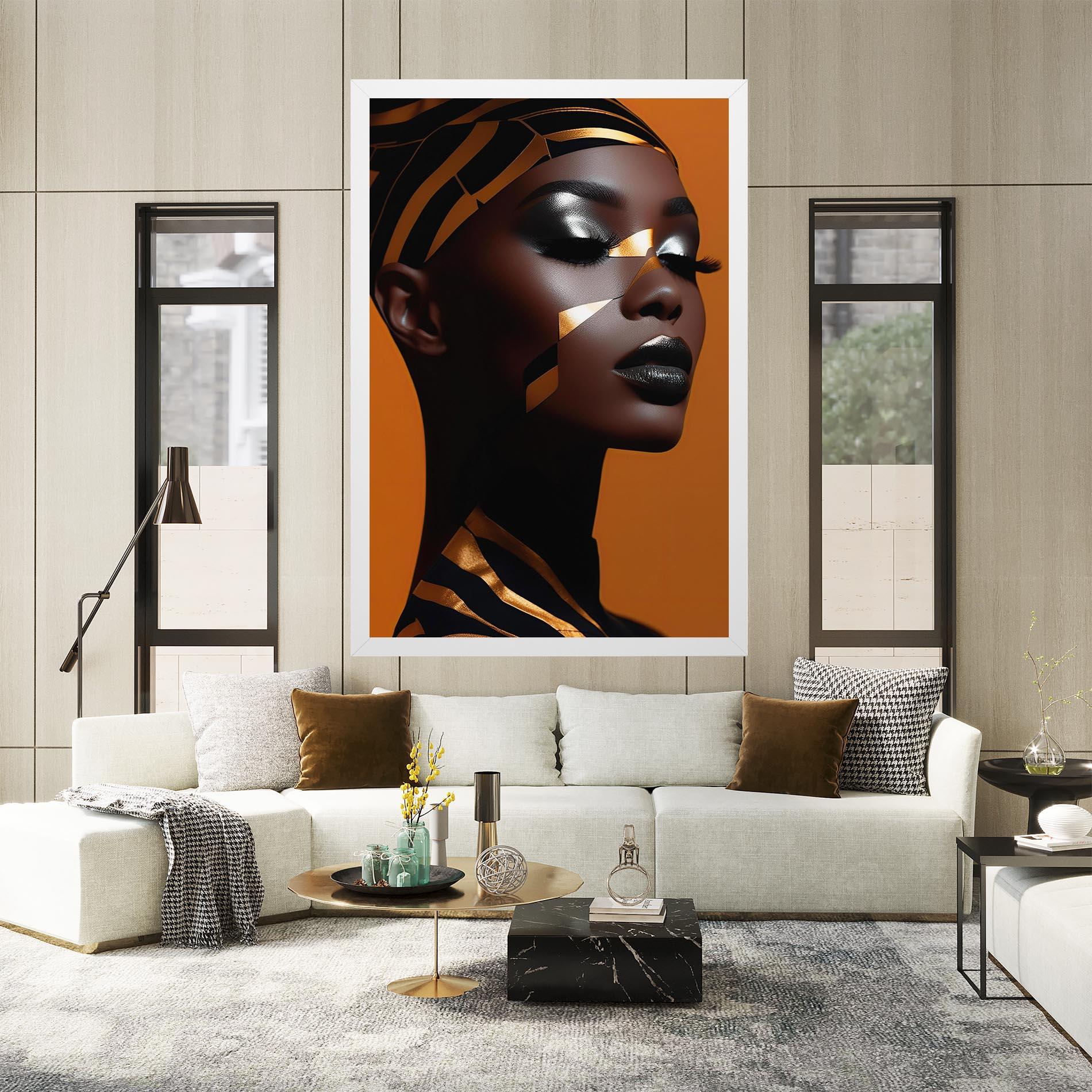 Tablou Canvas African Woman On Orange mockup 2