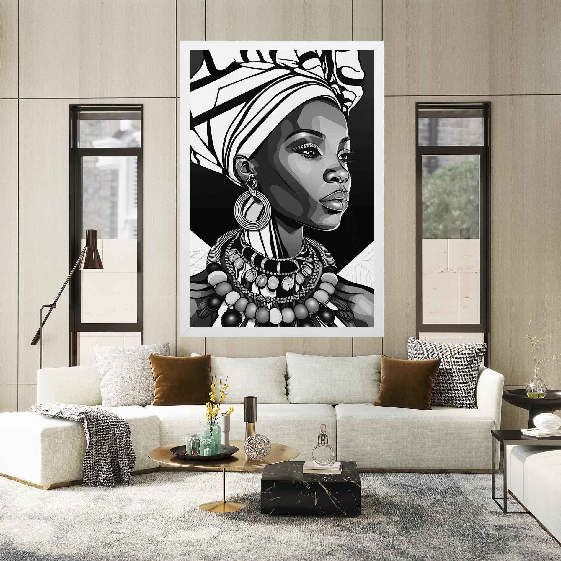 Tablou Canvas Black White African mockup 2