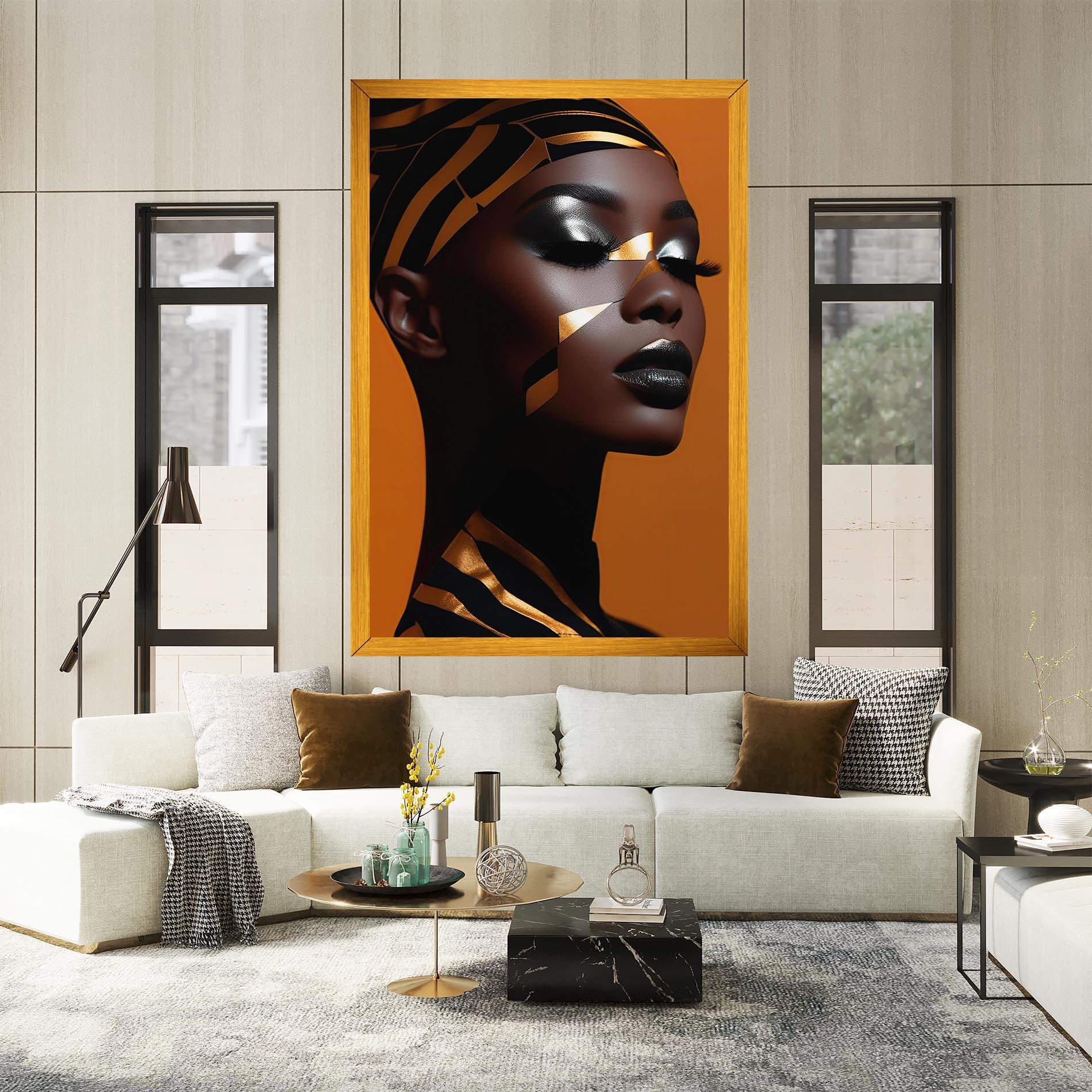 Tablou Canvas African Woman On Orange mockup 2