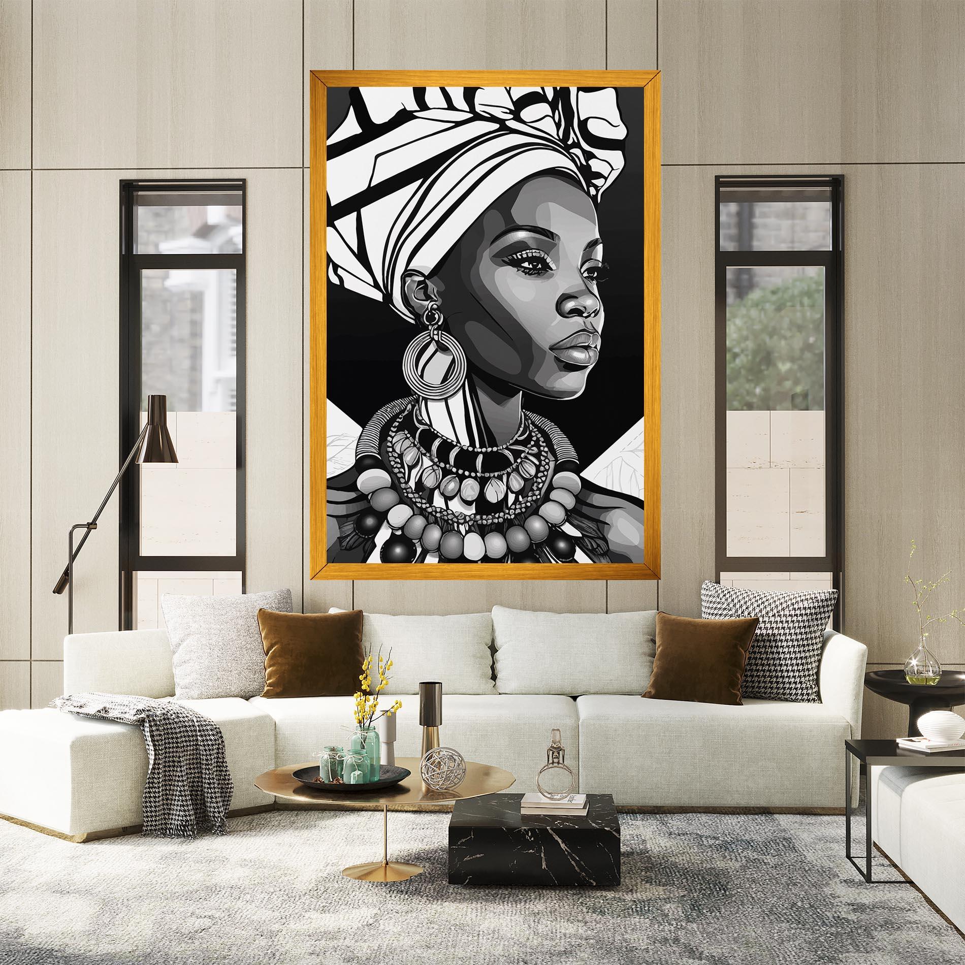 Tablou Canvas Black White African mockup 2