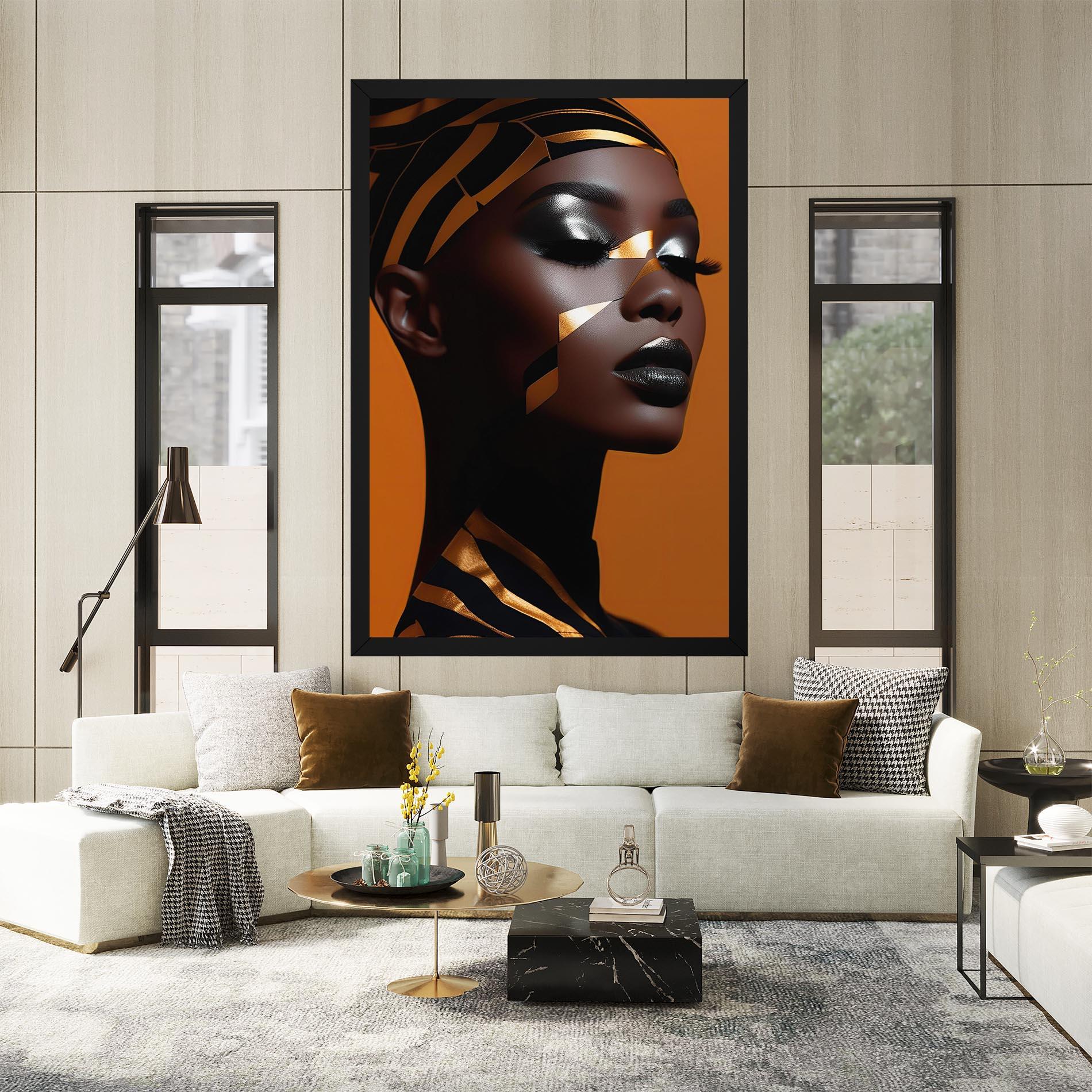 Tablou Canvas African Woman On Orange mockup 2