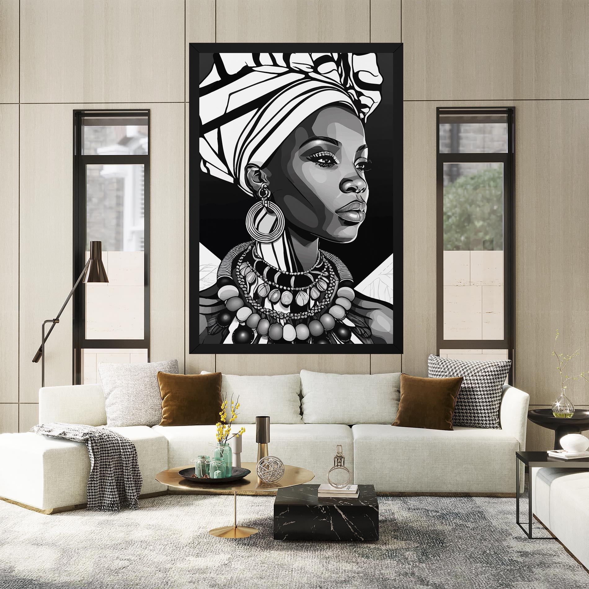 Tablou Canvas Black White African mockup 2