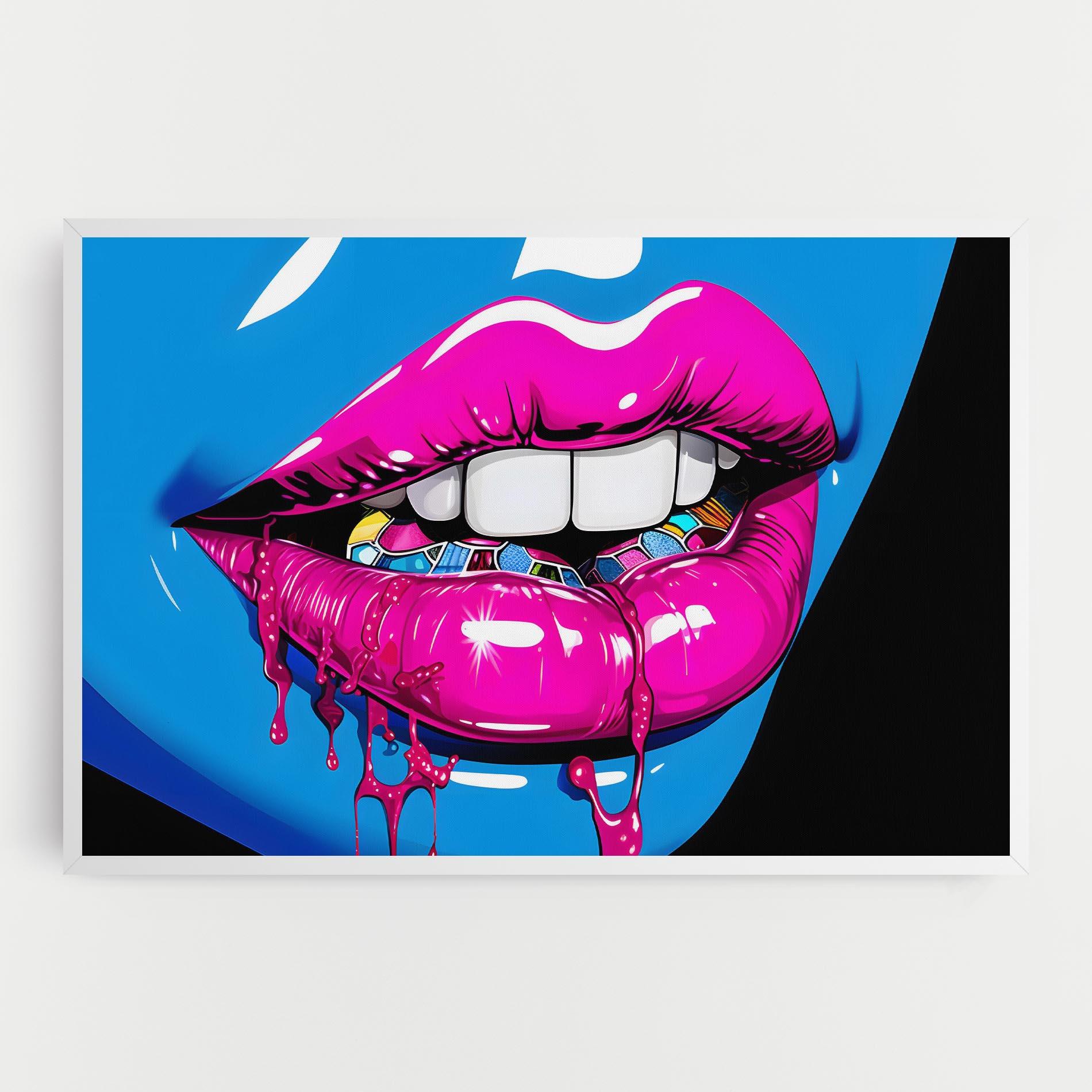 Tablou Canvas Blue Pink Lips Art mockup 0