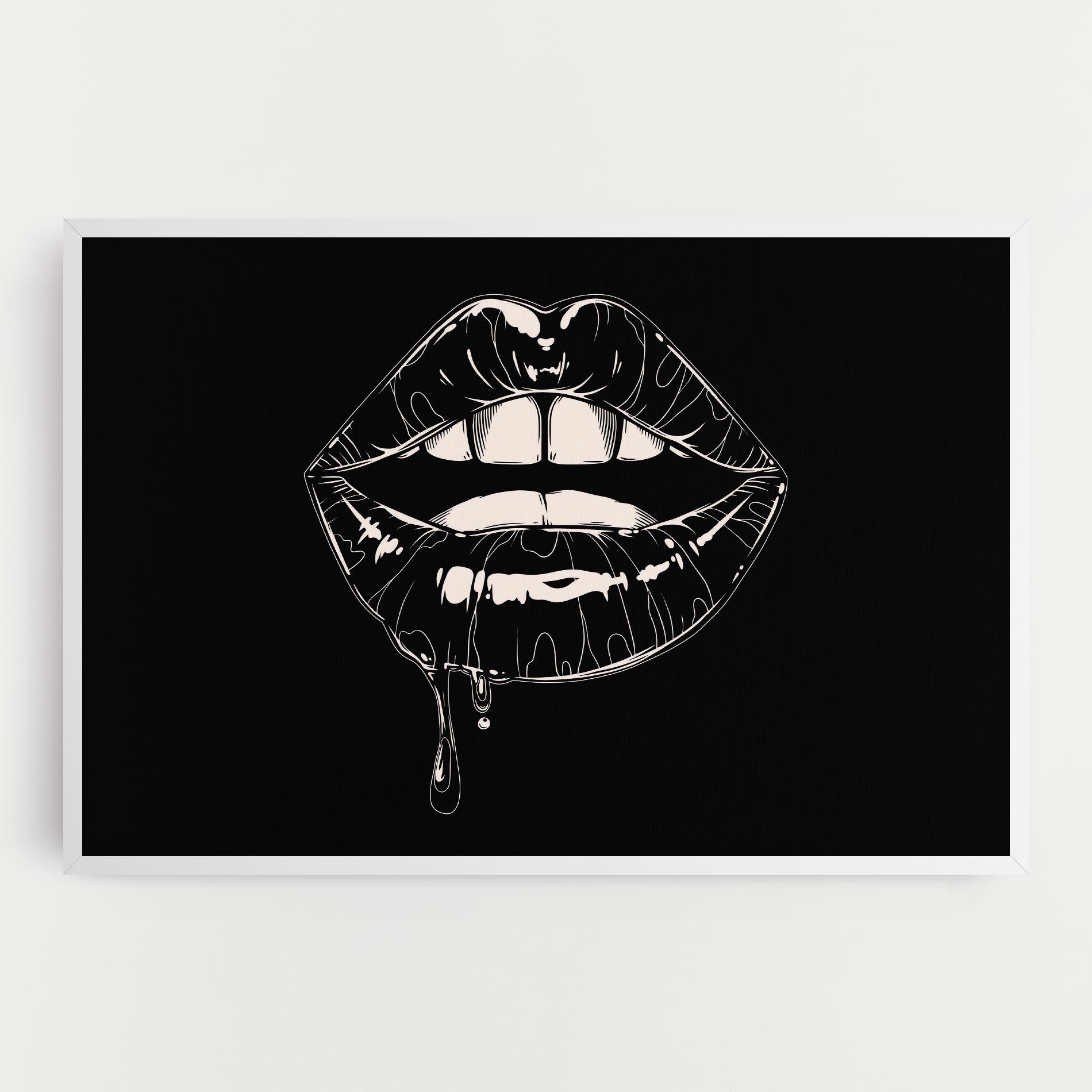 Tablou Canvas Open Lips On Black mockup 0