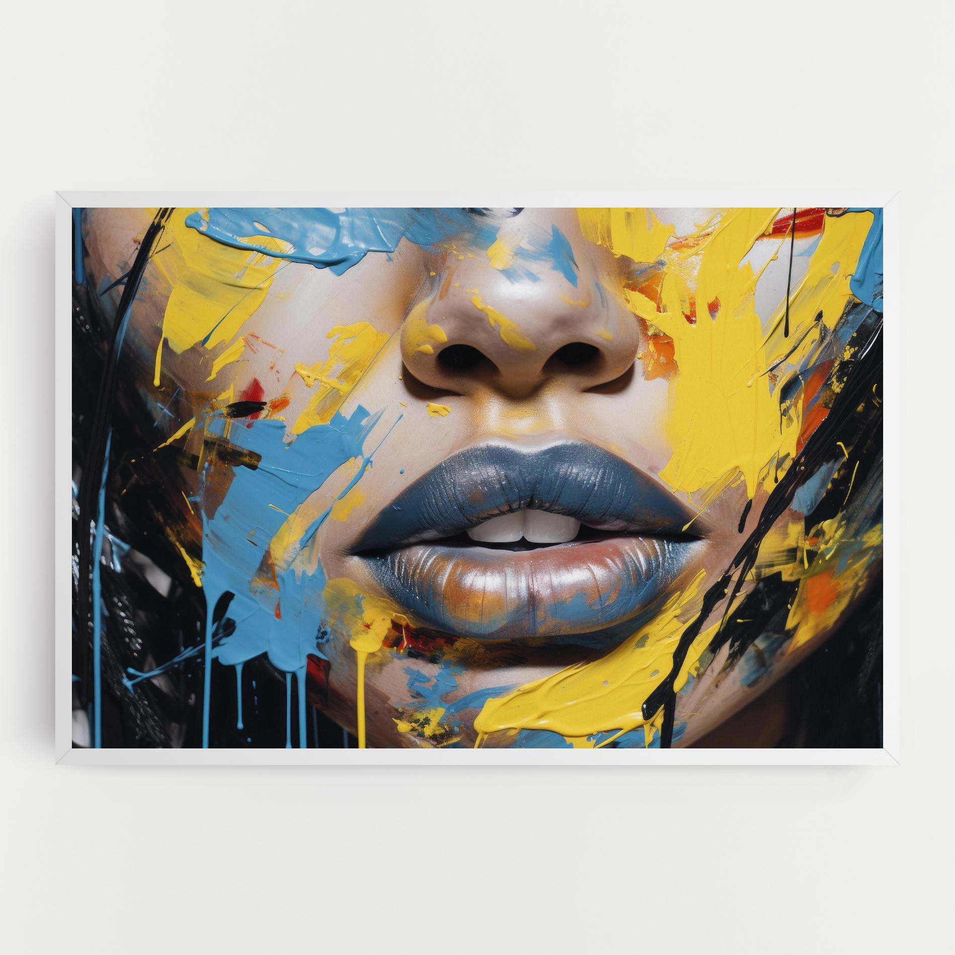 Tablou Canvas Yellow Blue Lips Art mockup 0