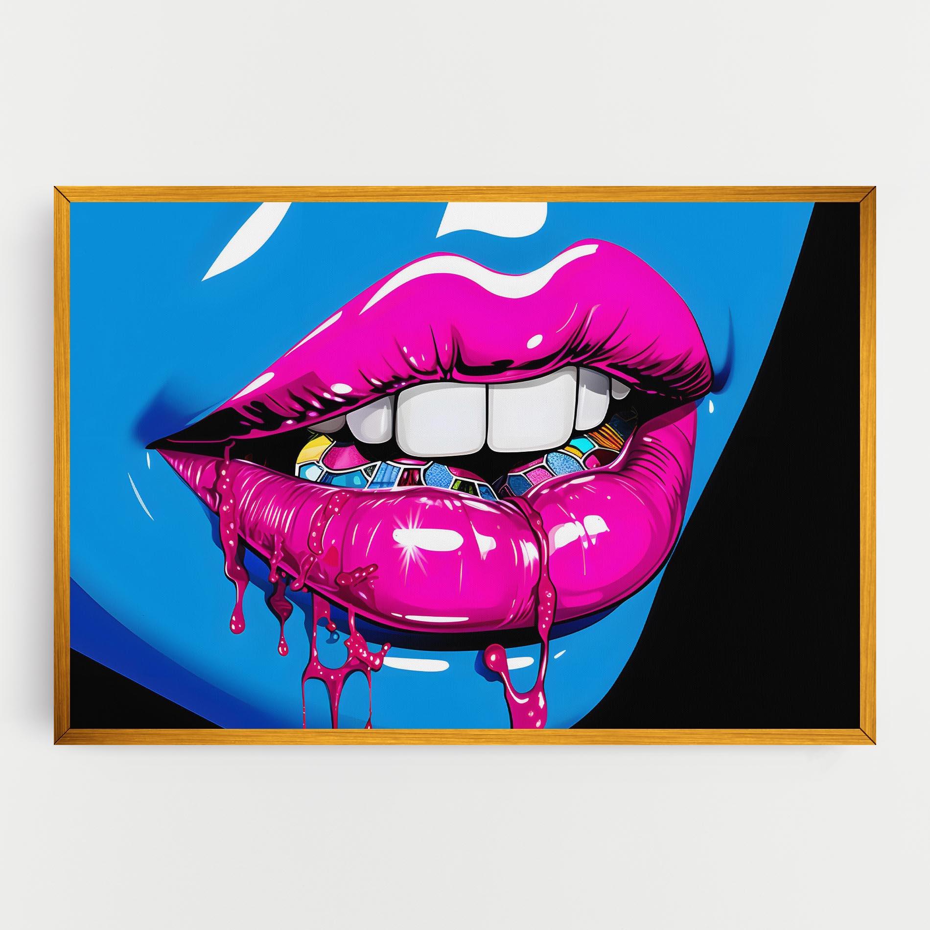 Tablou Canvas Blue Pink Lips Art mockup 0