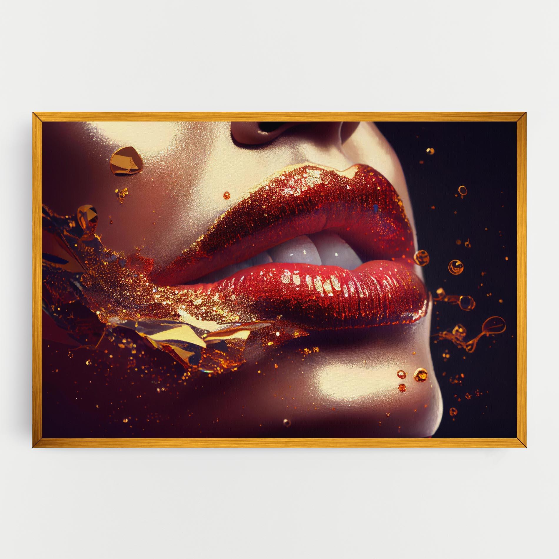 Tablou Canvas Gold Glitter Lips mockup 0