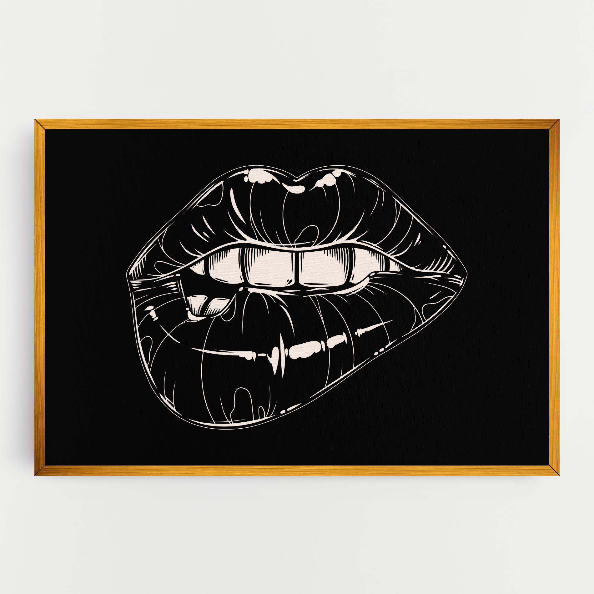 Tablou Canvas Juicy Lips On Black mockup 0