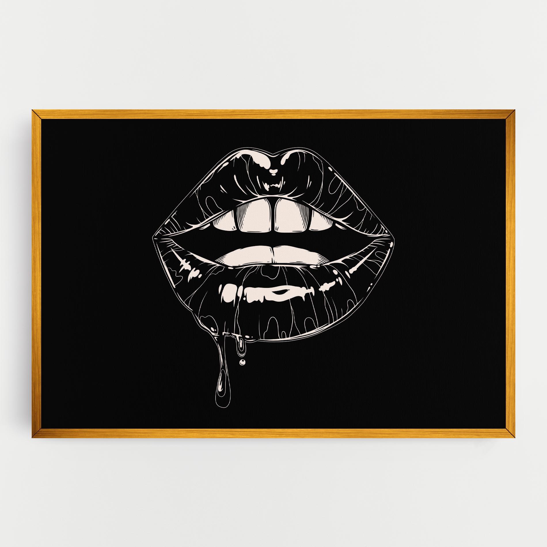 Tablou Canvas Open Lips On Black mockup 0