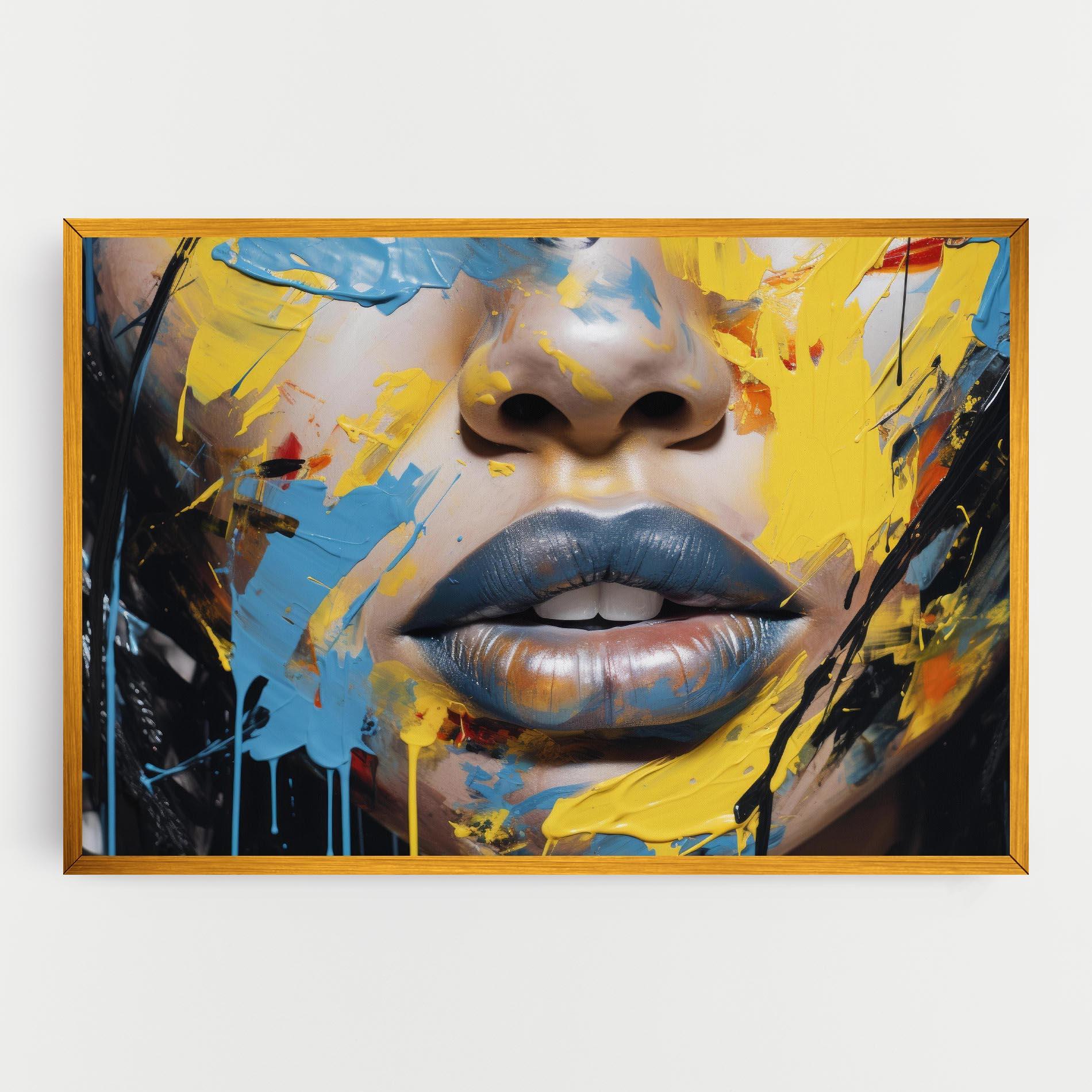 Tablou Canvas Yellow Blue Lips Art mockup 0