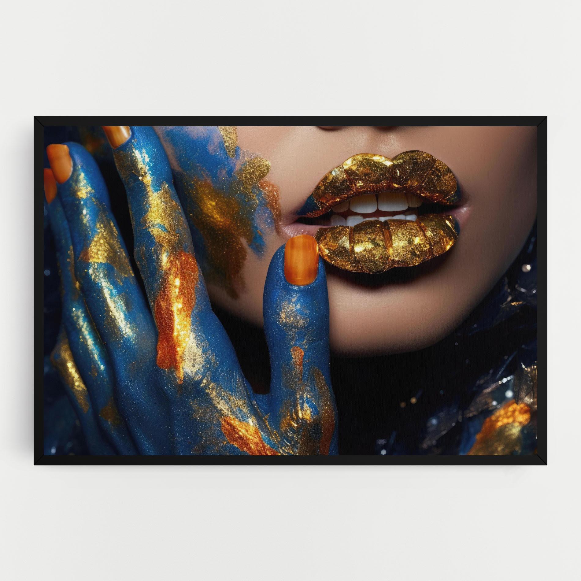 Tablou Canvas Blue Hand Lips mockup 0