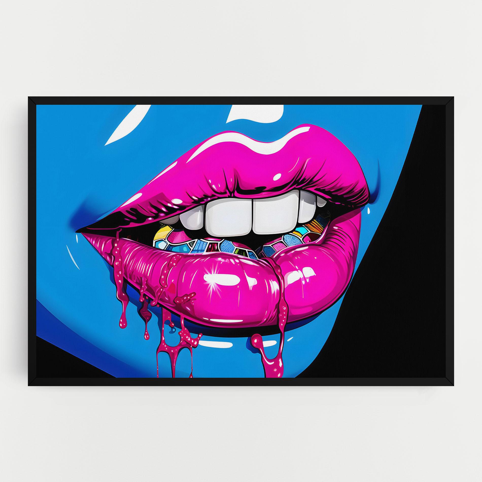 Tablou Canvas Blue Pink Lips Art mockup 0