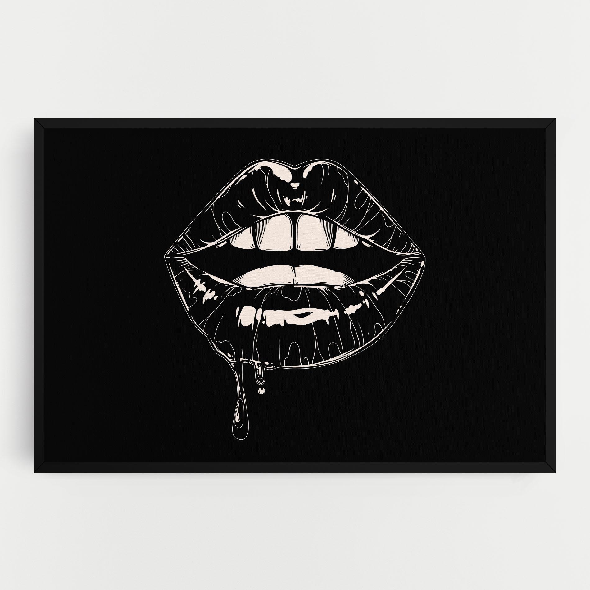 Tablou Canvas Open Lips On Black mockup 0