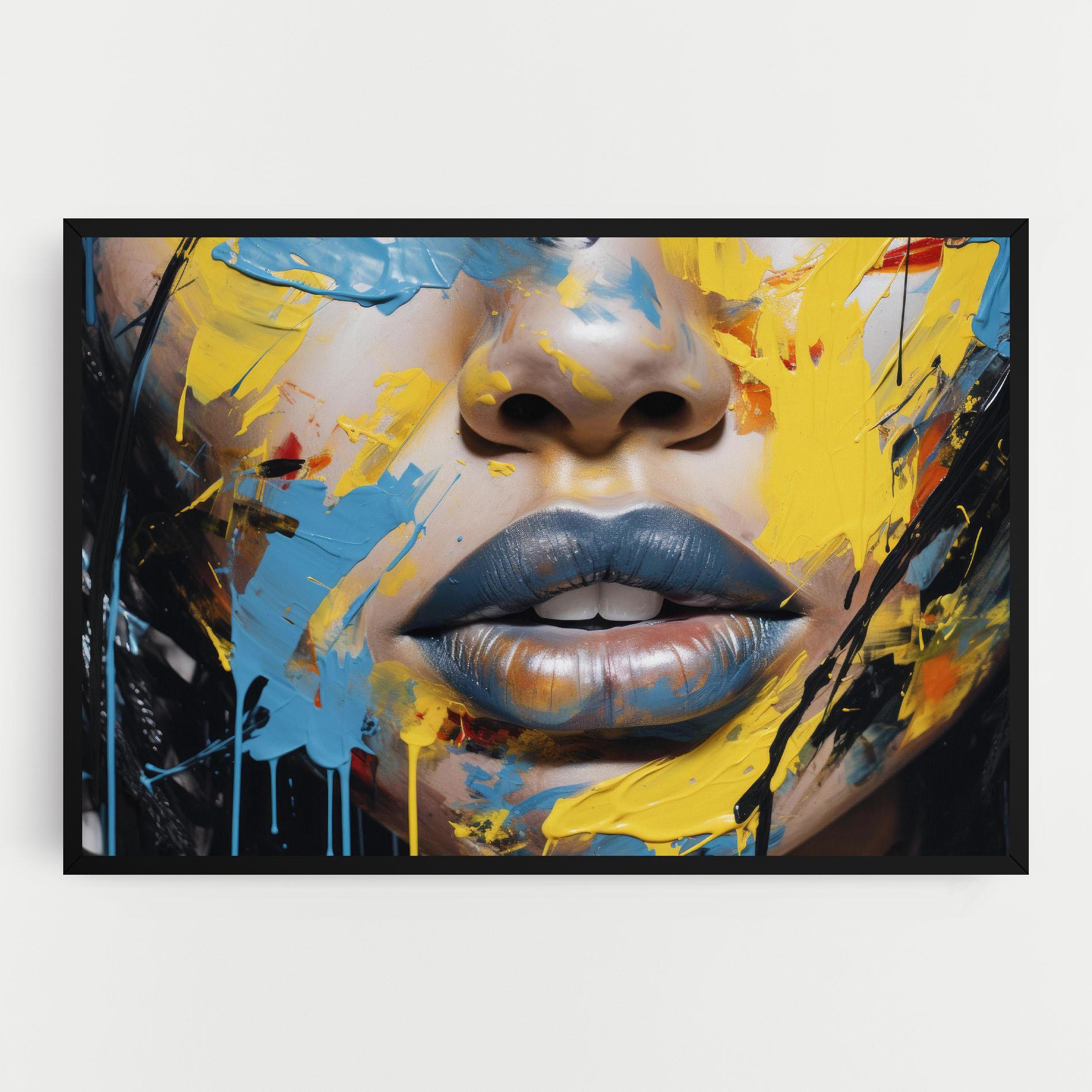 Tablou Canvas Yellow Blue Lips Art mockup 0