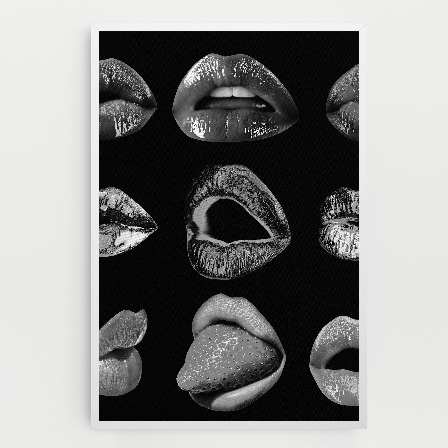 Tablou Canvas Grey Lips Collage mockup 0