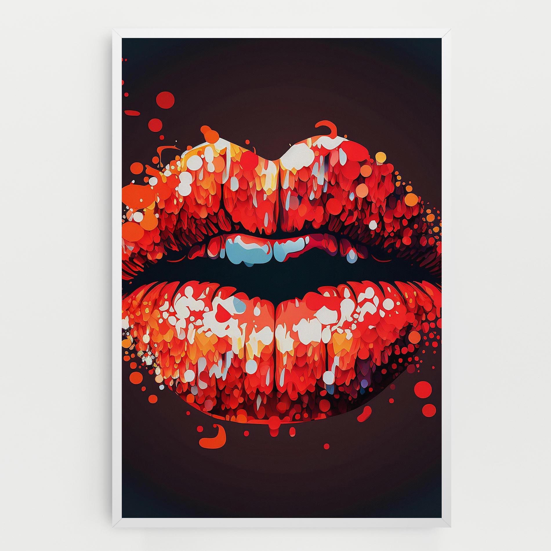 Tablou Canvas Red Lips With Word Lips It mockup 0