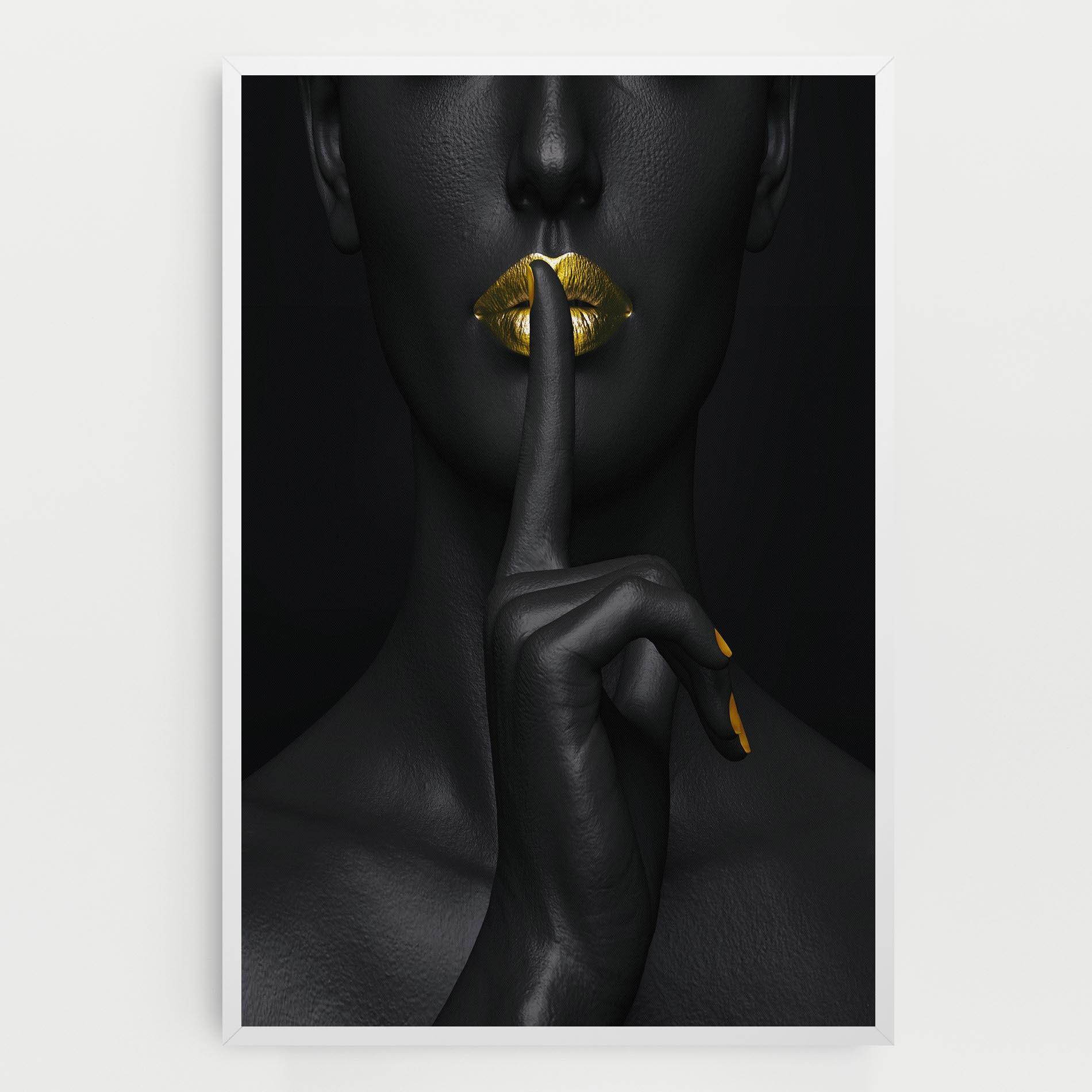 Tablou Canvas Silence Lips Portrait mockup 0