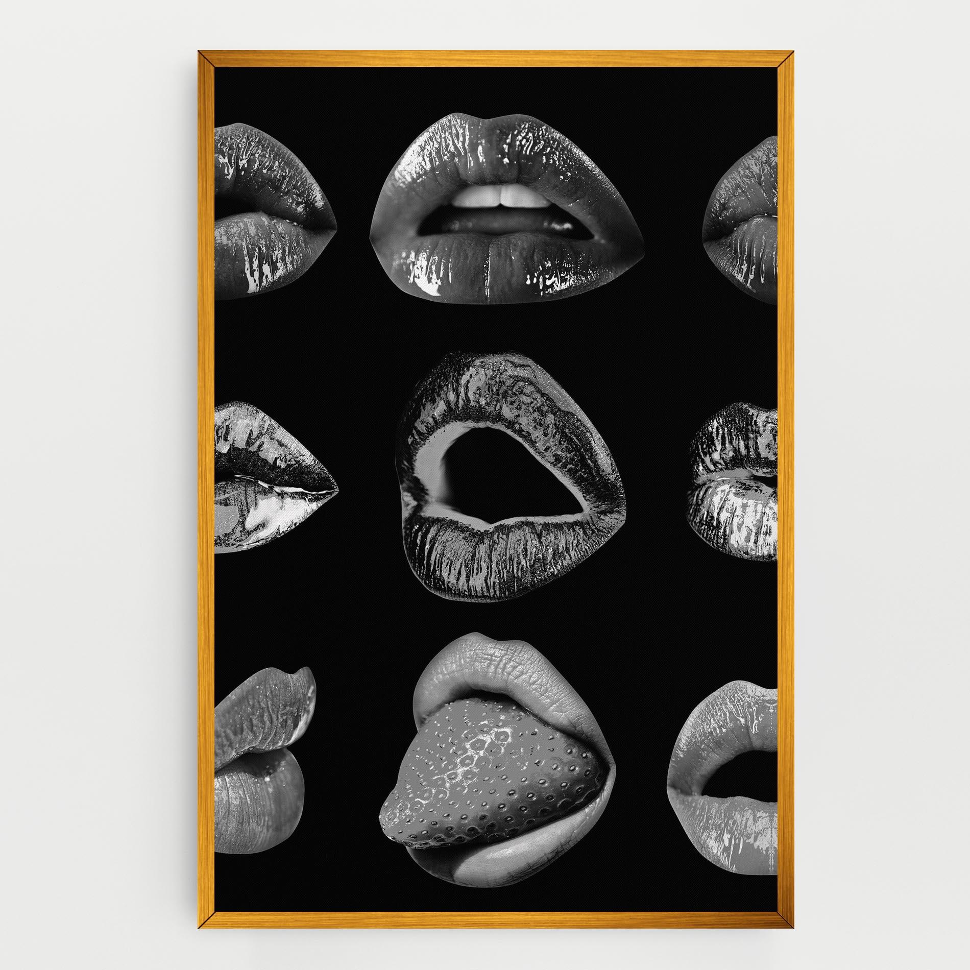 Tablou Canvas Grey Lips Collage mockup 0