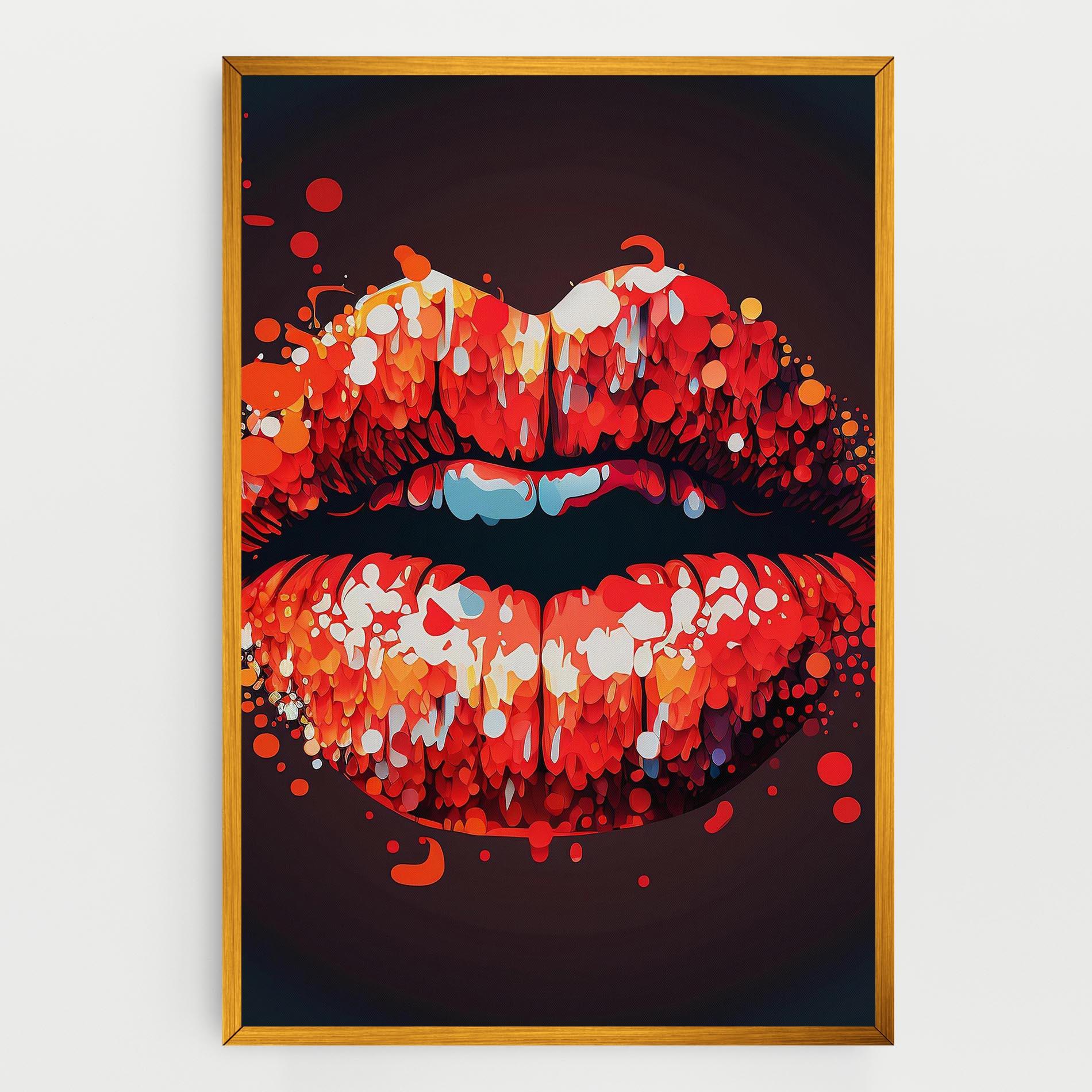 Tablou Canvas Red Lips With Word Lips It mockup 0