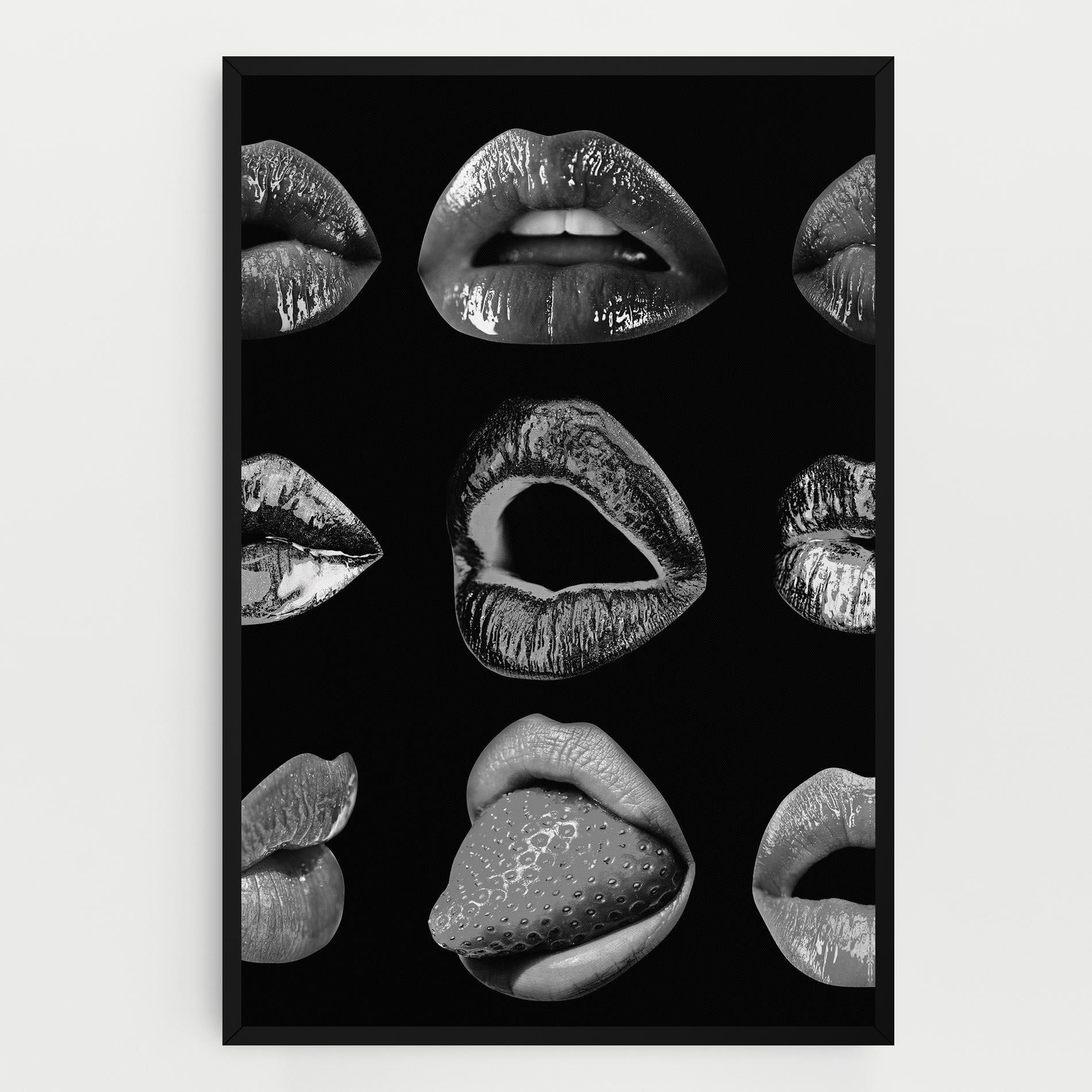 Tablou Canvas Grey Lips Collage mockup 0