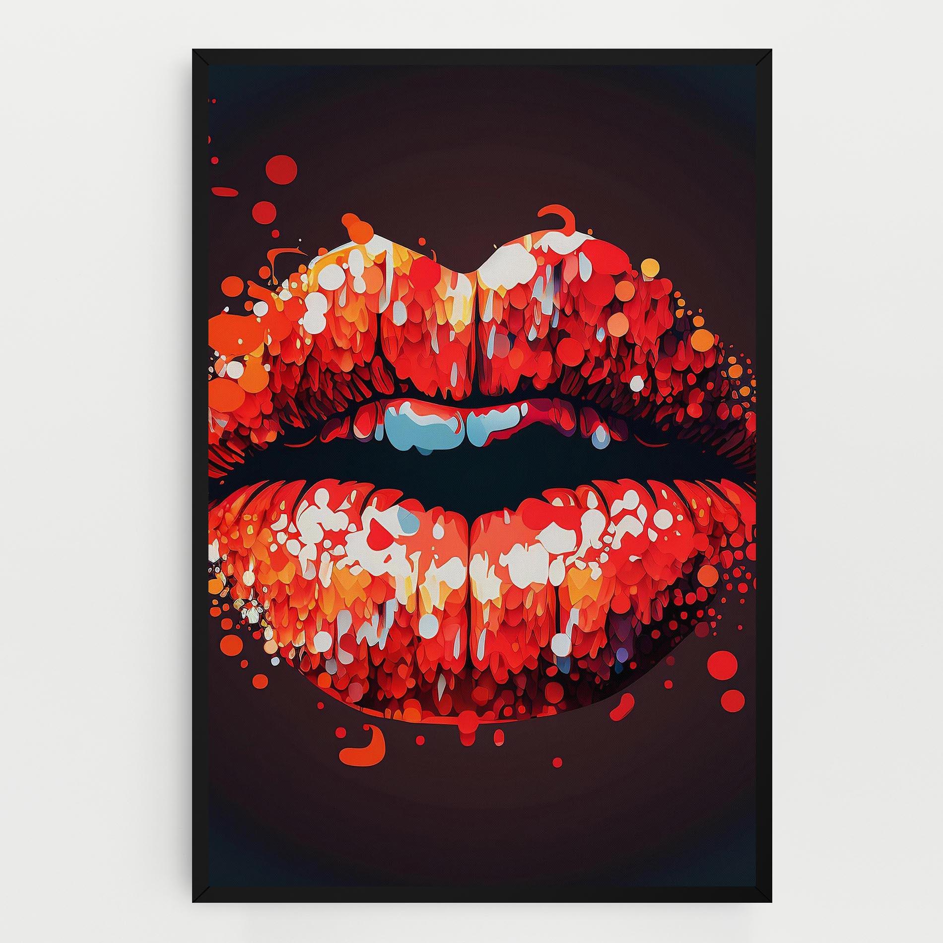 Tablou Canvas Red Lips With Word Lips It mockup 0