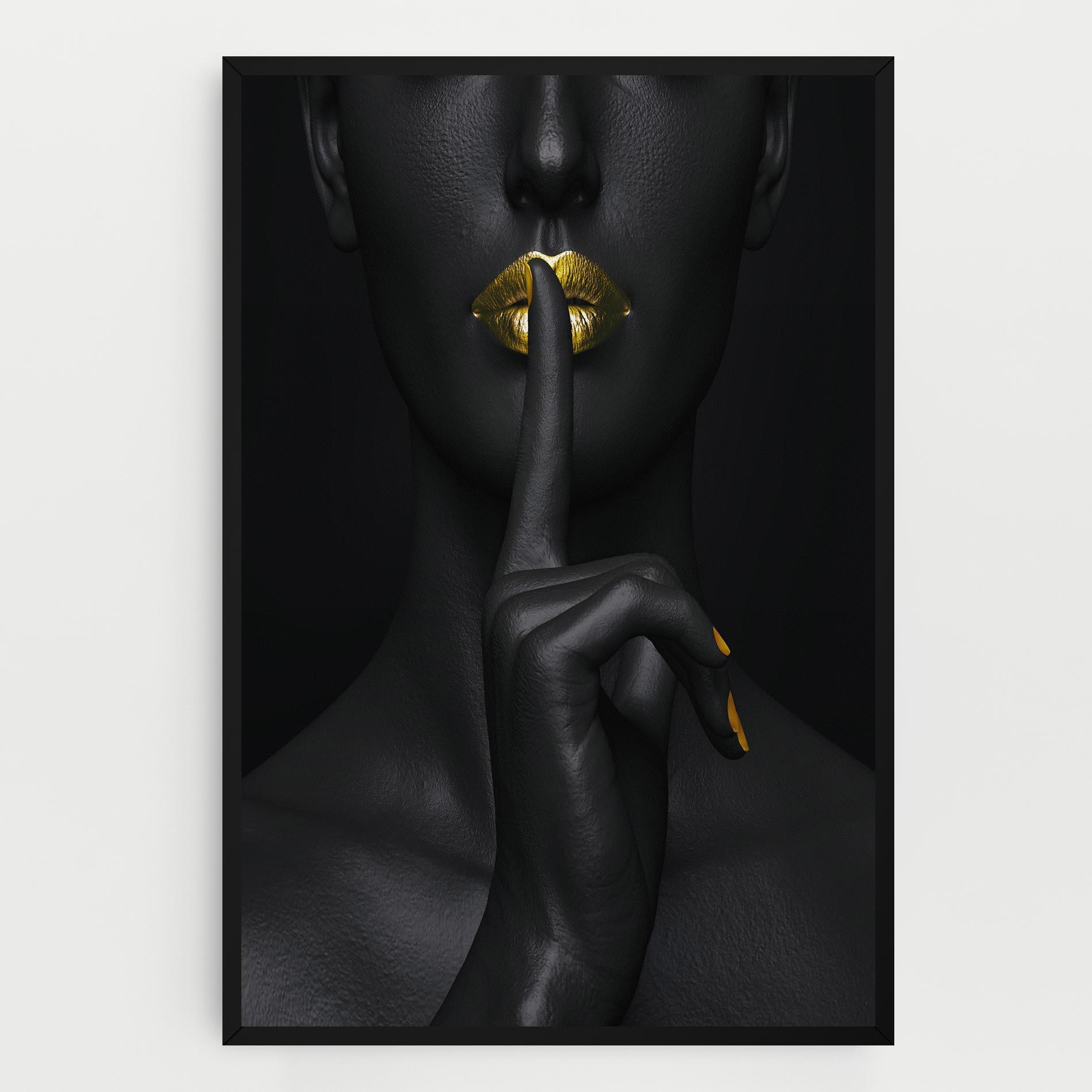 Tablou Canvas Silence Lips Portrait mockup 0